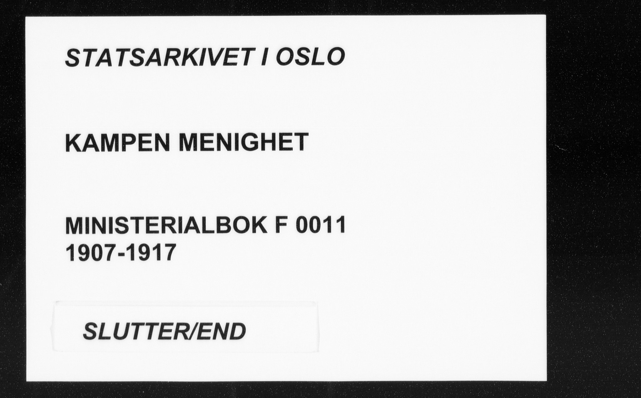 Kampen prestekontor Kirkebøker, AV/SAO-A-10853/F/Fa/L0011: Ministerialbok nr. I 11, 1907-1917