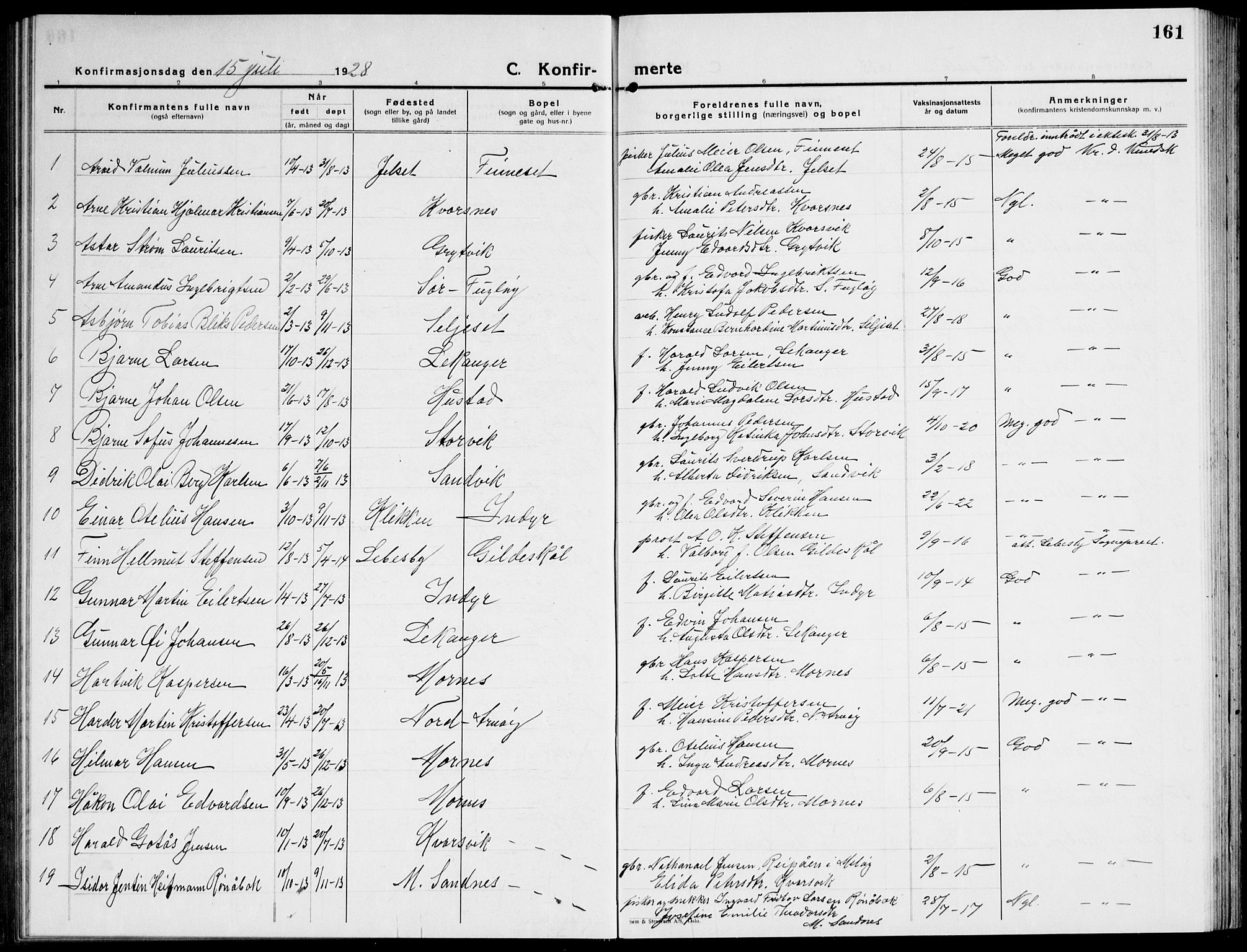 Ministerialprotokoller, klokkerbøker og fødselsregistre - Nordland, AV/SAT-A-1459/805/L0111: Klokkerbok nr. 805C07, 1925-1943, s. 161