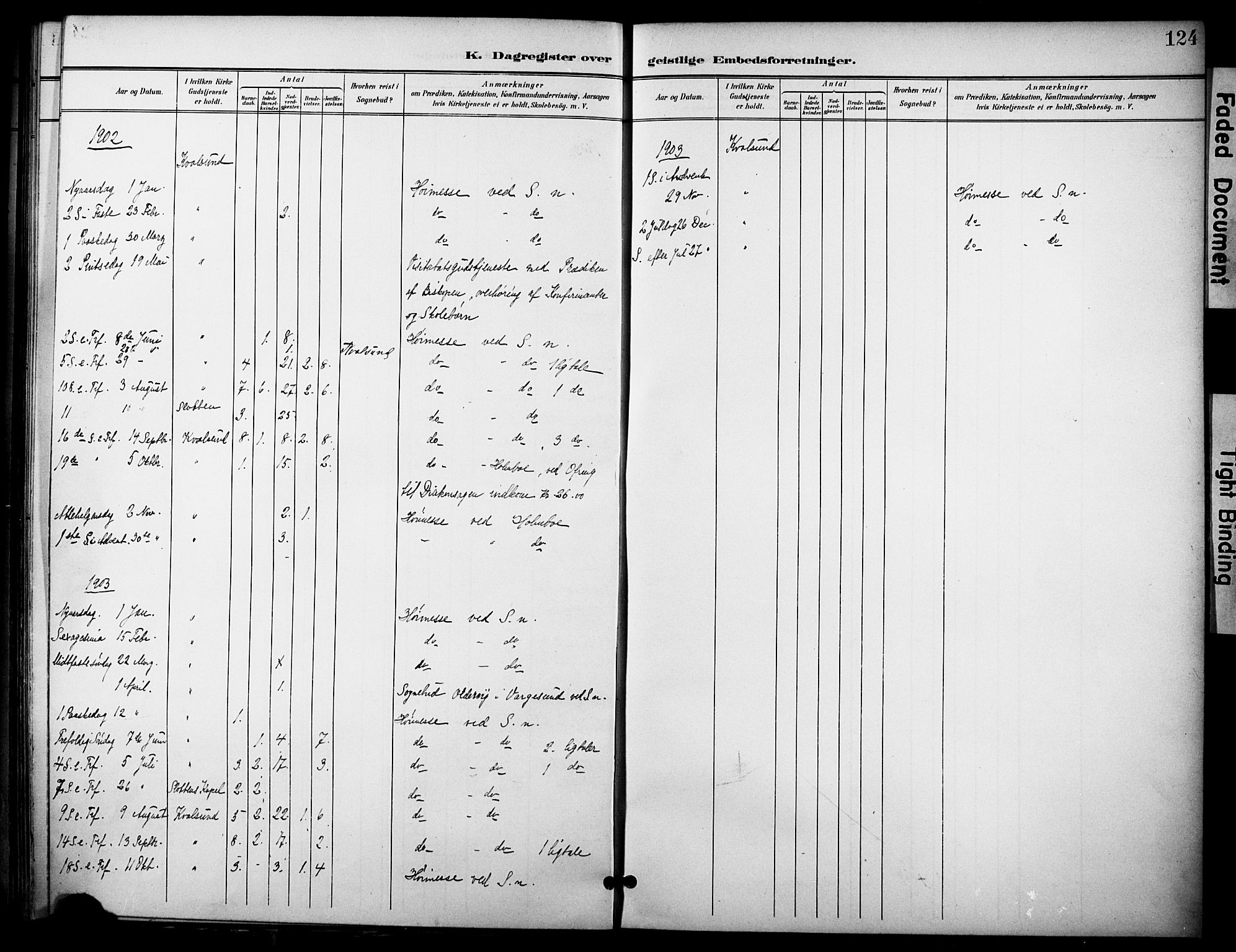 Hammerfest sokneprestkontor, AV/SATØ-S-1347/H/Ha/L0012.kirke: Ministerialbok nr. 12, 1898-1908, s. 124