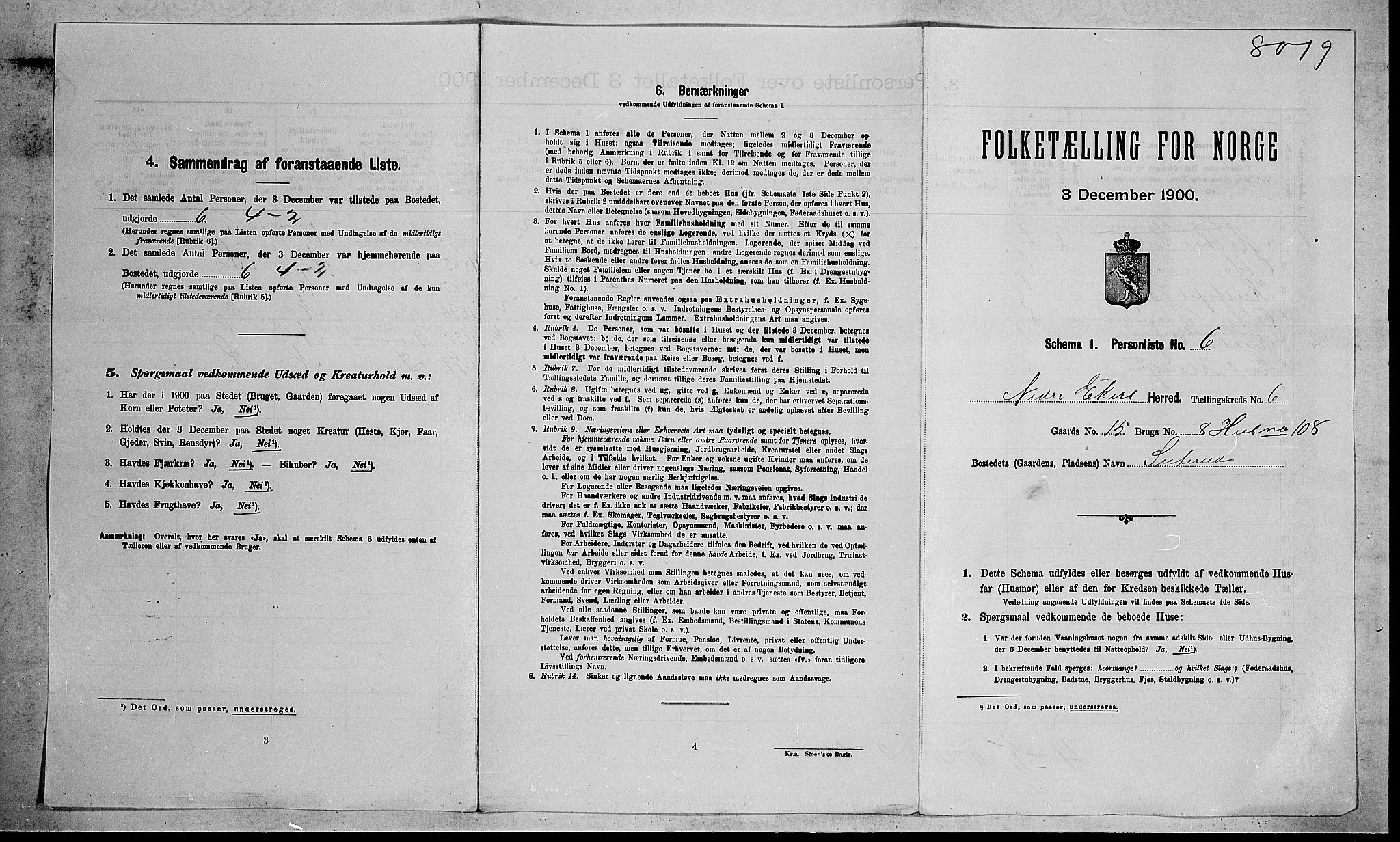 RA, Folketelling 1900 for 0625 Nedre Eiker herred, 1900, s. 715