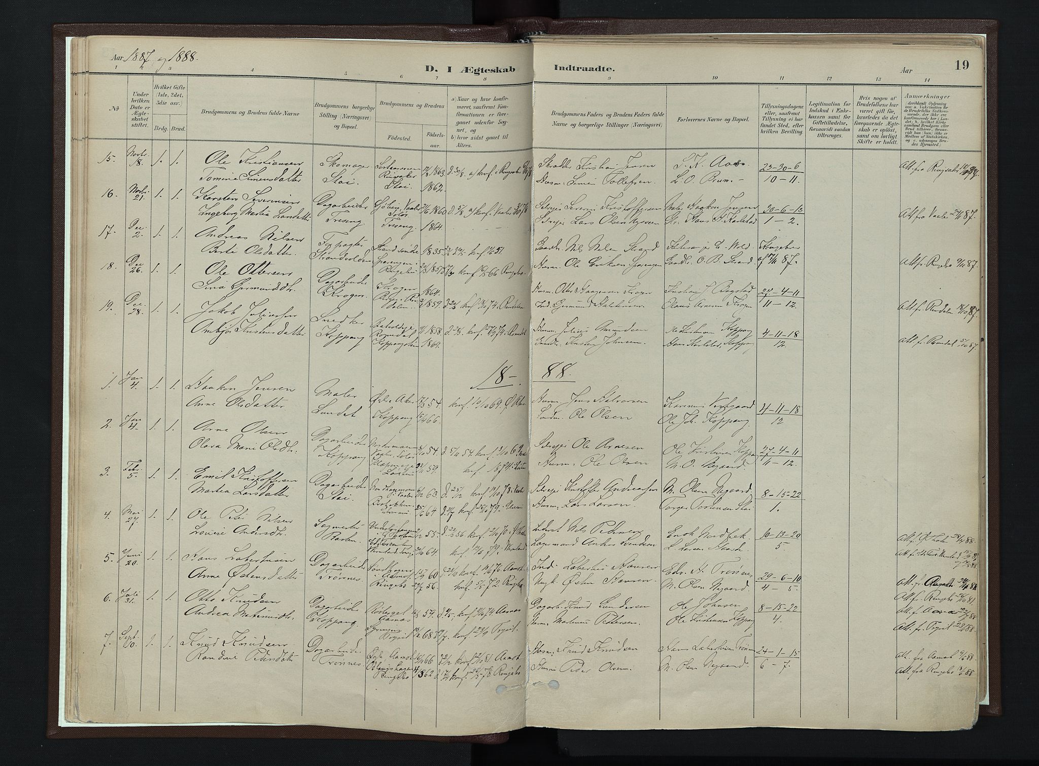 Stor-Elvdal prestekontor, AV/SAH-PREST-052/H/Ha/Haa/L0003: Ministerialbok nr. 3, 1882-1901, s. 19