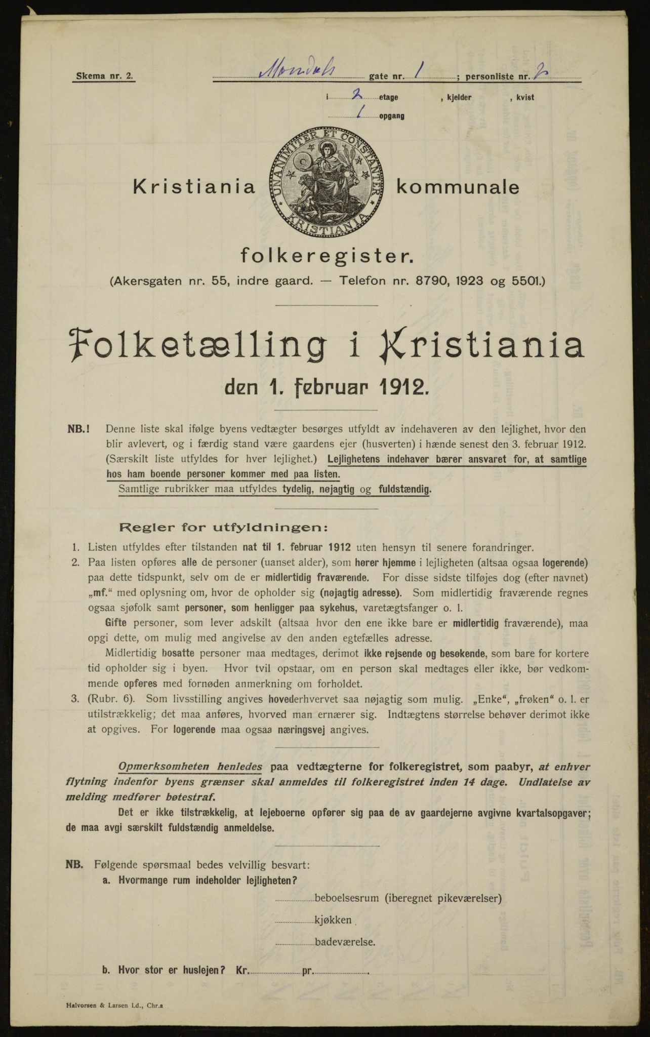 OBA, Kommunal folketelling 1.2.1912 for Kristiania, 1912, s. 60492
