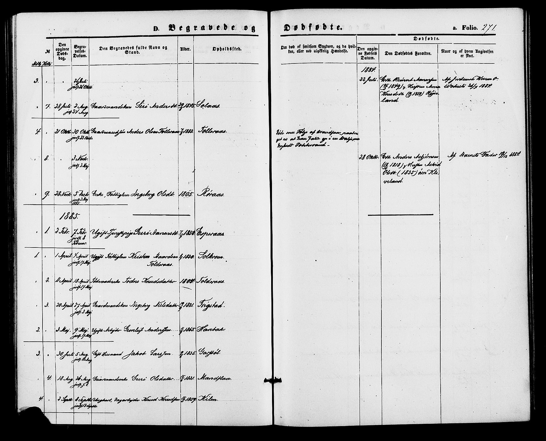 Bjelland sokneprestkontor, SAK/1111-0005/F/Fa/Fab/L0003: Ministerialbok nr. A 3, 1870-1887, s. 271
