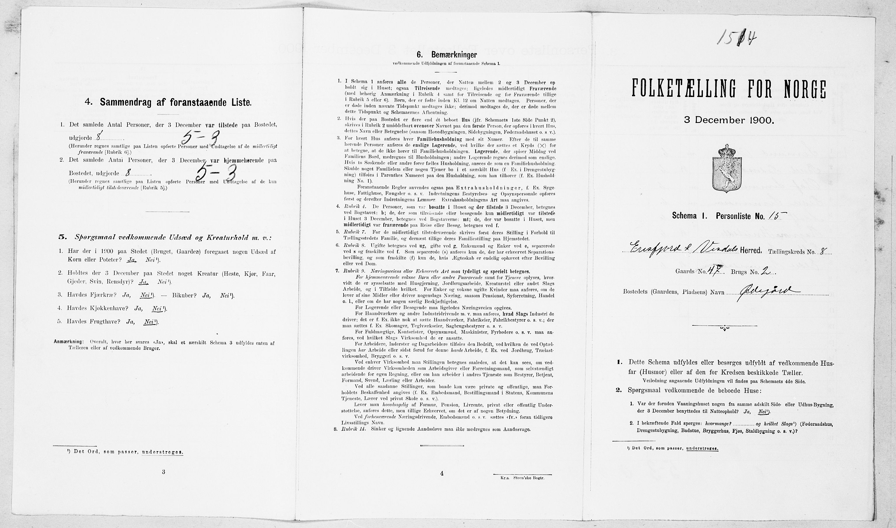 SAT, Folketelling 1900 for 1542 Eresfjord og Vistdal herred, 1900, s. 588