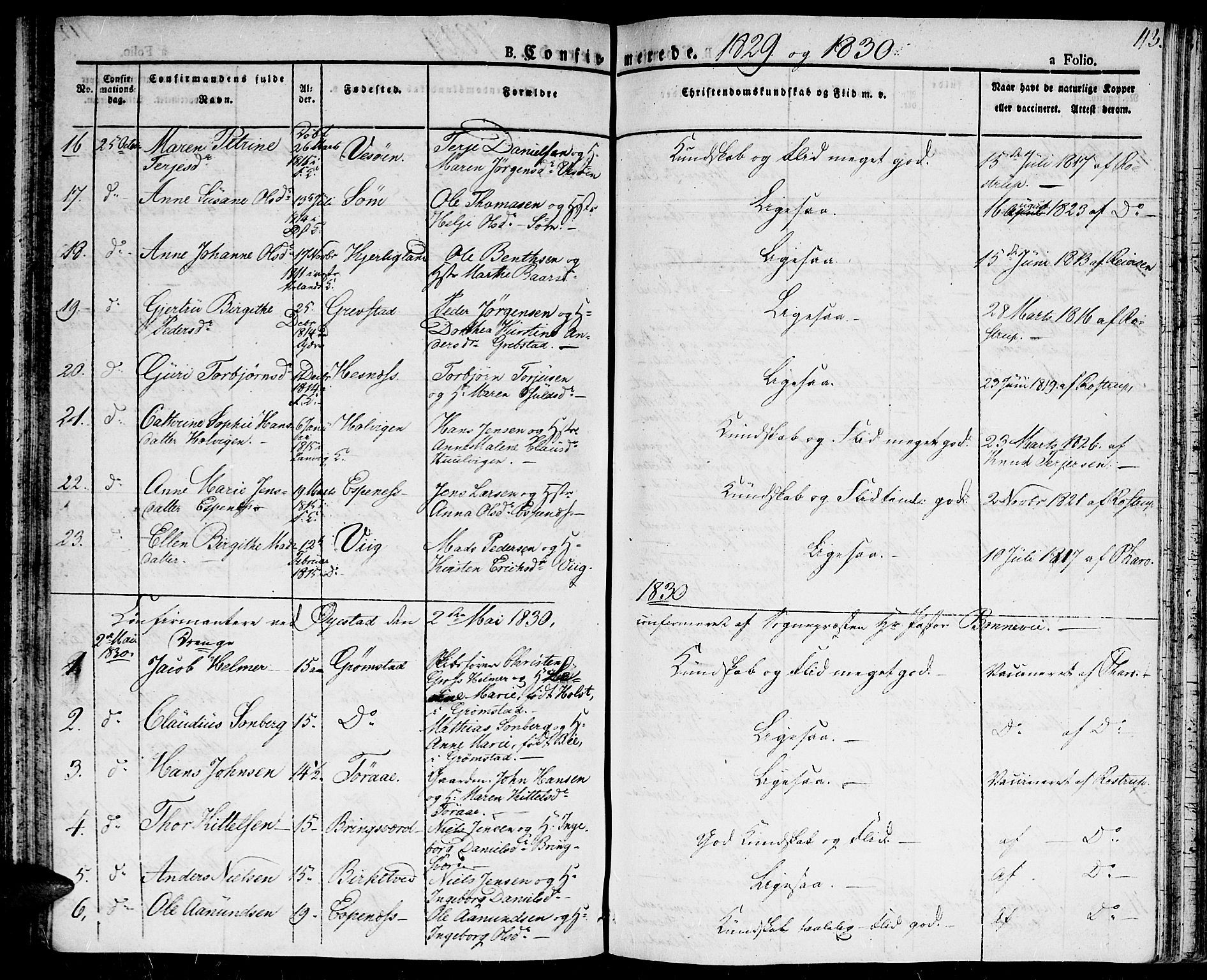 Fjære sokneprestkontor, AV/SAK-1111-0011/F/Fa/L0002: Ministerialbok nr. A 2, 1827-1839, s. 113