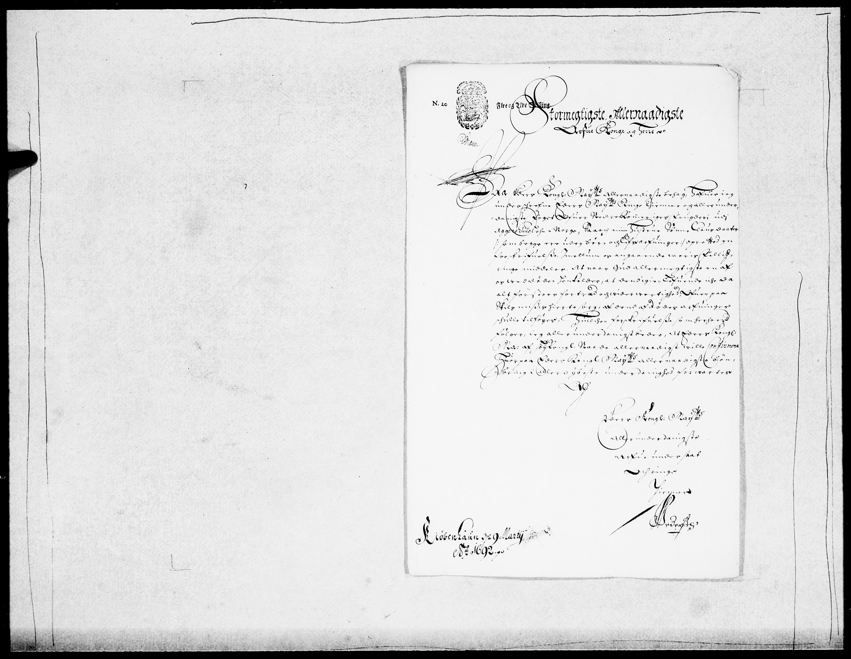 Danske Kanselli 1572-1799, AV/RA-EA-3023/F/Fc/Fcc/Fcca/L0045: Norske innlegg 1572-1799, 1691-1693, s. 113