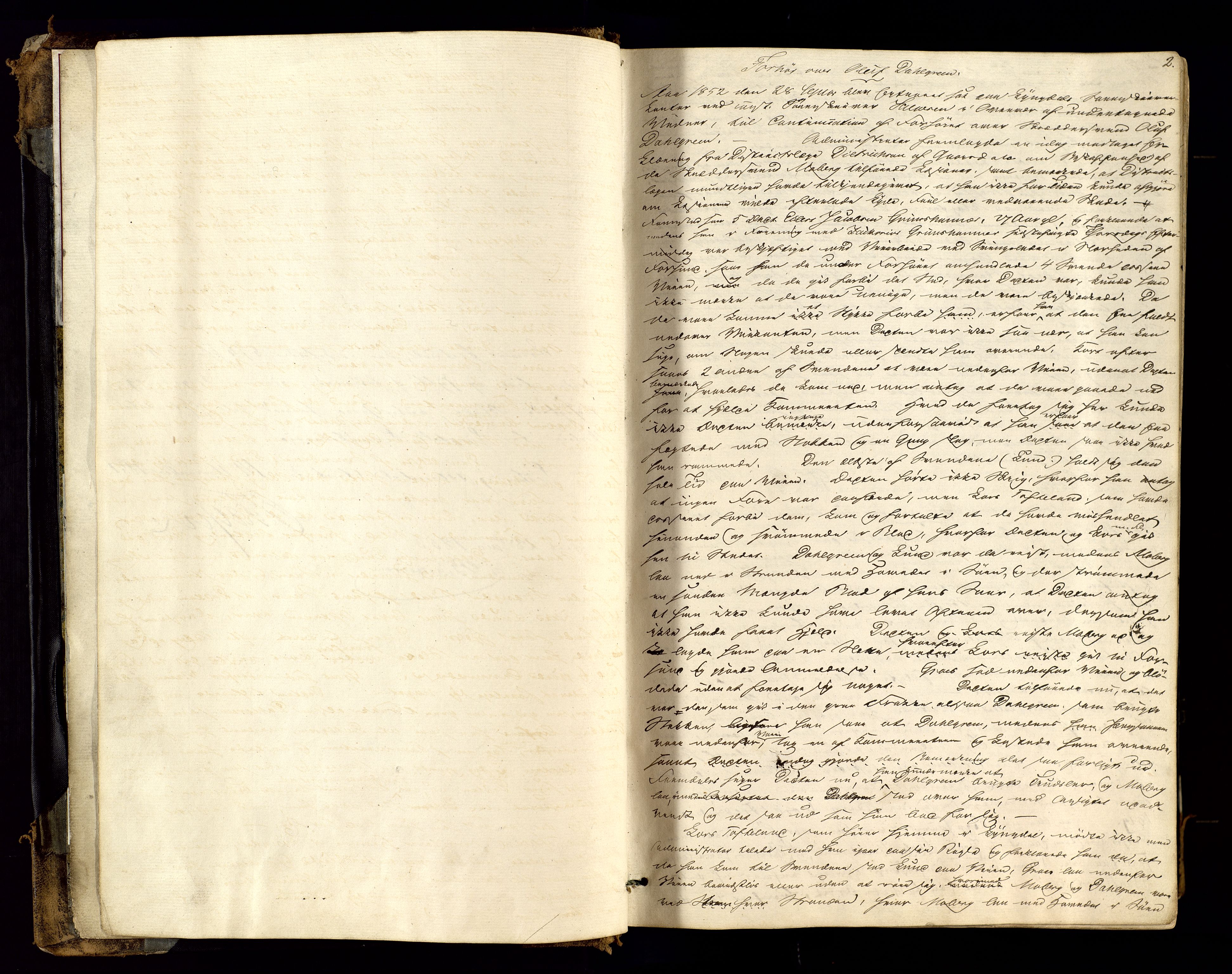 Lyngdal sorenskriveri, AV/SAK-1221-0004/F/Fb/L0080: Ekstrarettsprotokoll nr. 16, 1852-1863, s. 2