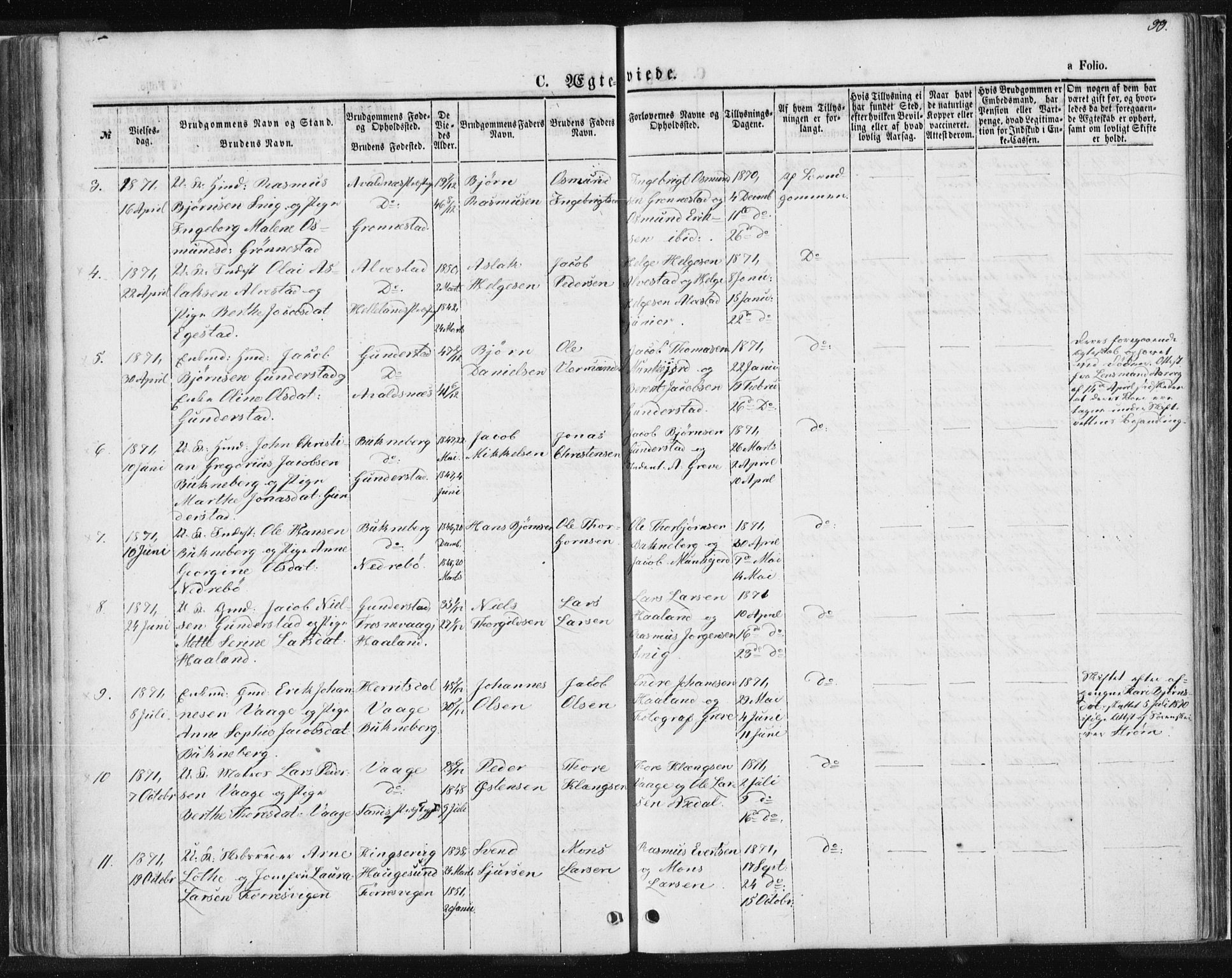 Tysvær sokneprestkontor, AV/SAST-A -101864/H/Ha/Haa/L0004: Ministerialbok nr. A 4, 1857-1878, s. 99