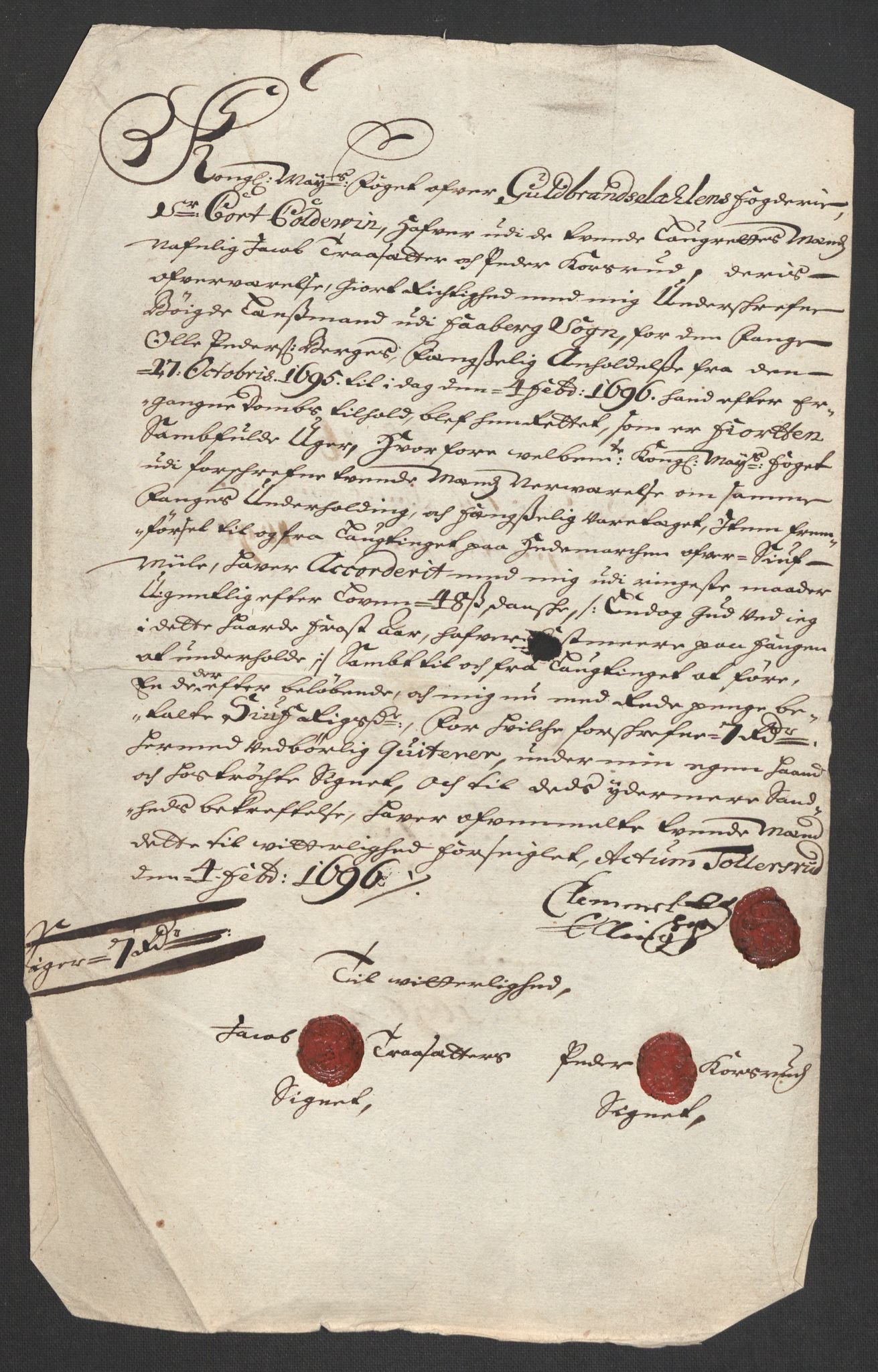 Rentekammeret inntil 1814, Reviderte regnskaper, Fogderegnskap, RA/EA-4092/R17/L1170: Fogderegnskap Gudbrandsdal, 1696-1697, s. 161