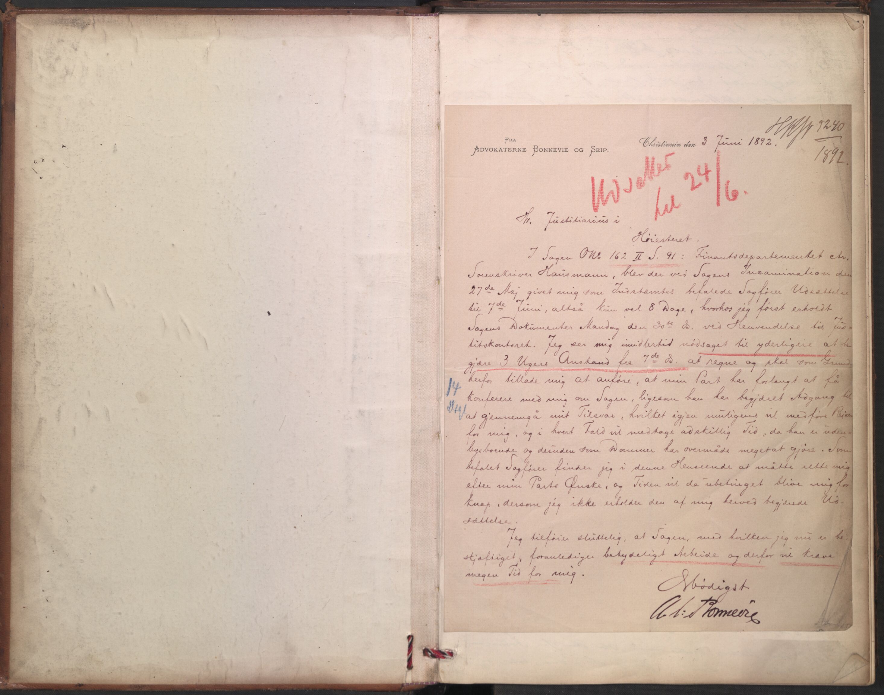 Høyesterett, AV/RA-S-1002/E/Ef/L0016: Protokoll over saker som gikk til skriftlig behandling, 1888-1892