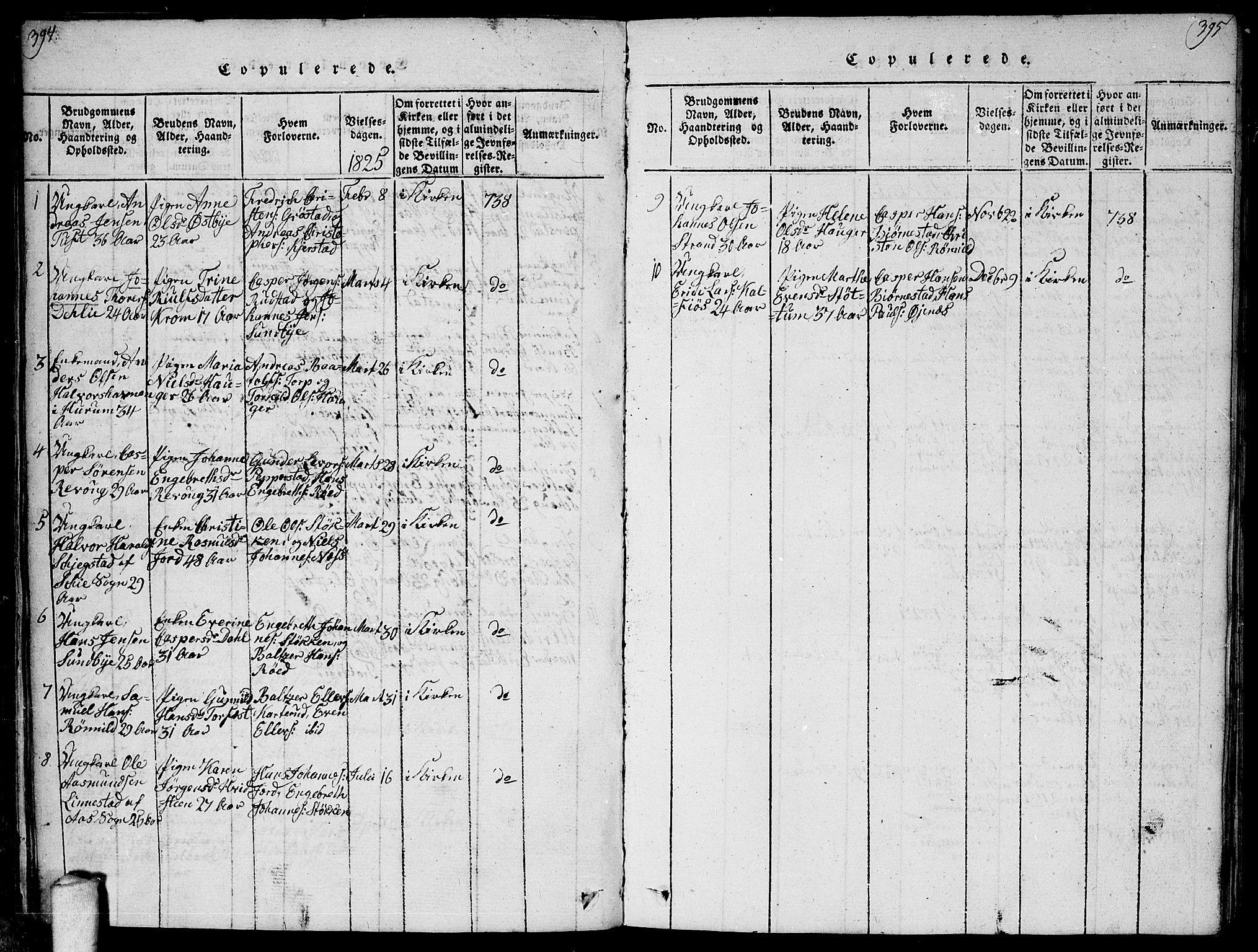 Vestby prestekontor Kirkebøker, SAO/A-10893/F/Fa/L0005: Ministerialbok nr. I 5, 1814-1827, s. 394-395