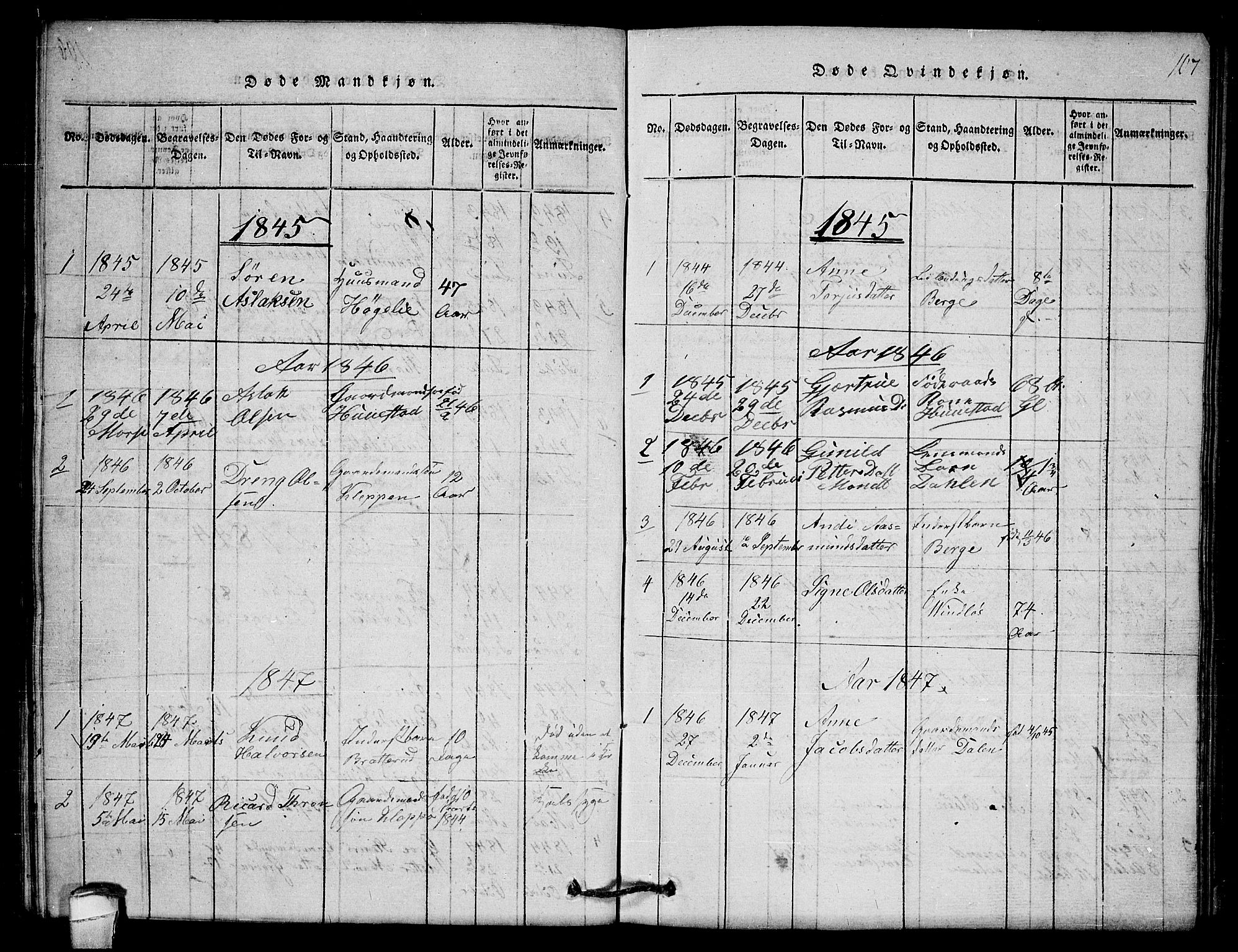 Lårdal kirkebøker, AV/SAKO-A-284/G/Gb/L0001: Klokkerbok nr. II 1, 1815-1865, s. 107