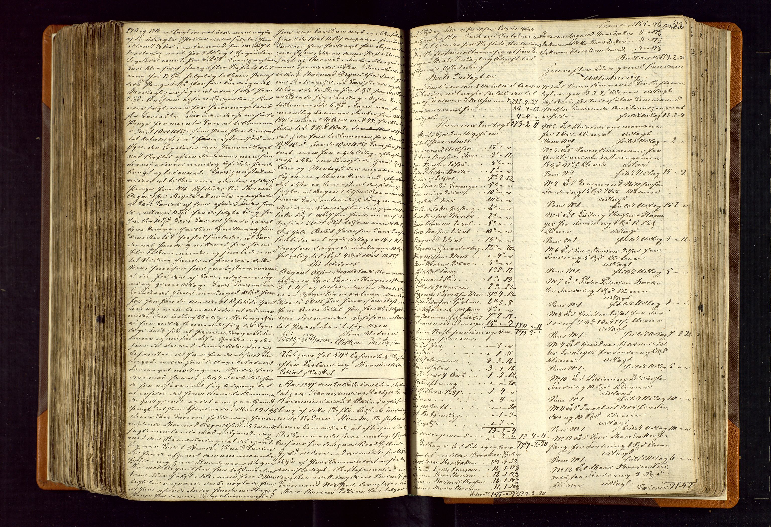 Karmsund sorenskriveri, SAST/A-100311/01/IV/IVDBB/L0001: SKIFTEPROTOKOLL HESBY BC 1, 1831-1856, s. 512b-513a