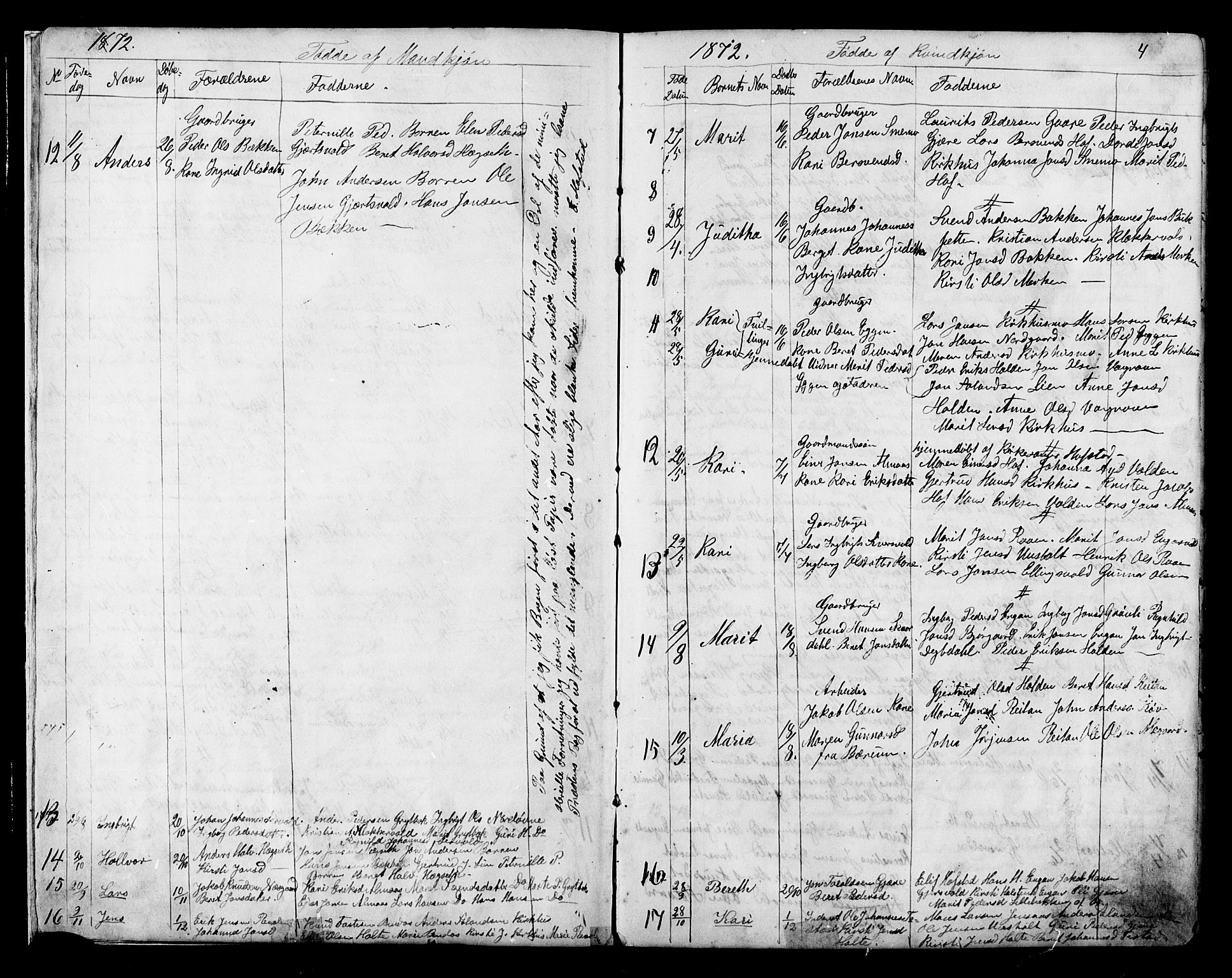 Ministerialprotokoller, klokkerbøker og fødselsregistre - Sør-Trøndelag, AV/SAT-A-1456/686/L0985: Klokkerbok nr. 686C01, 1871-1933, s. 4