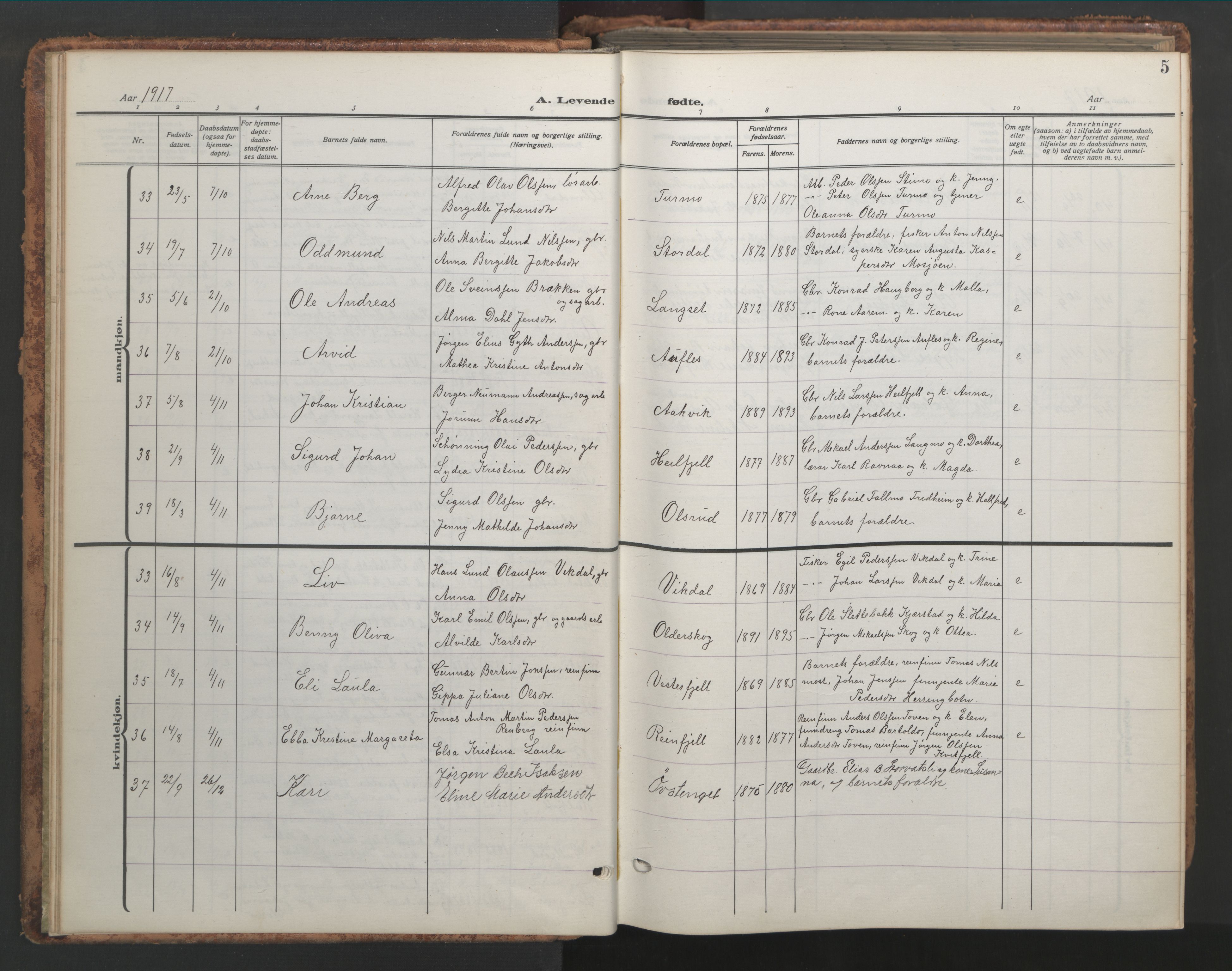 Ministerialprotokoller, klokkerbøker og fødselsregistre - Nordland, AV/SAT-A-1459/820/L0302: Klokkerbok nr. 820C04, 1917-1948, s. 5