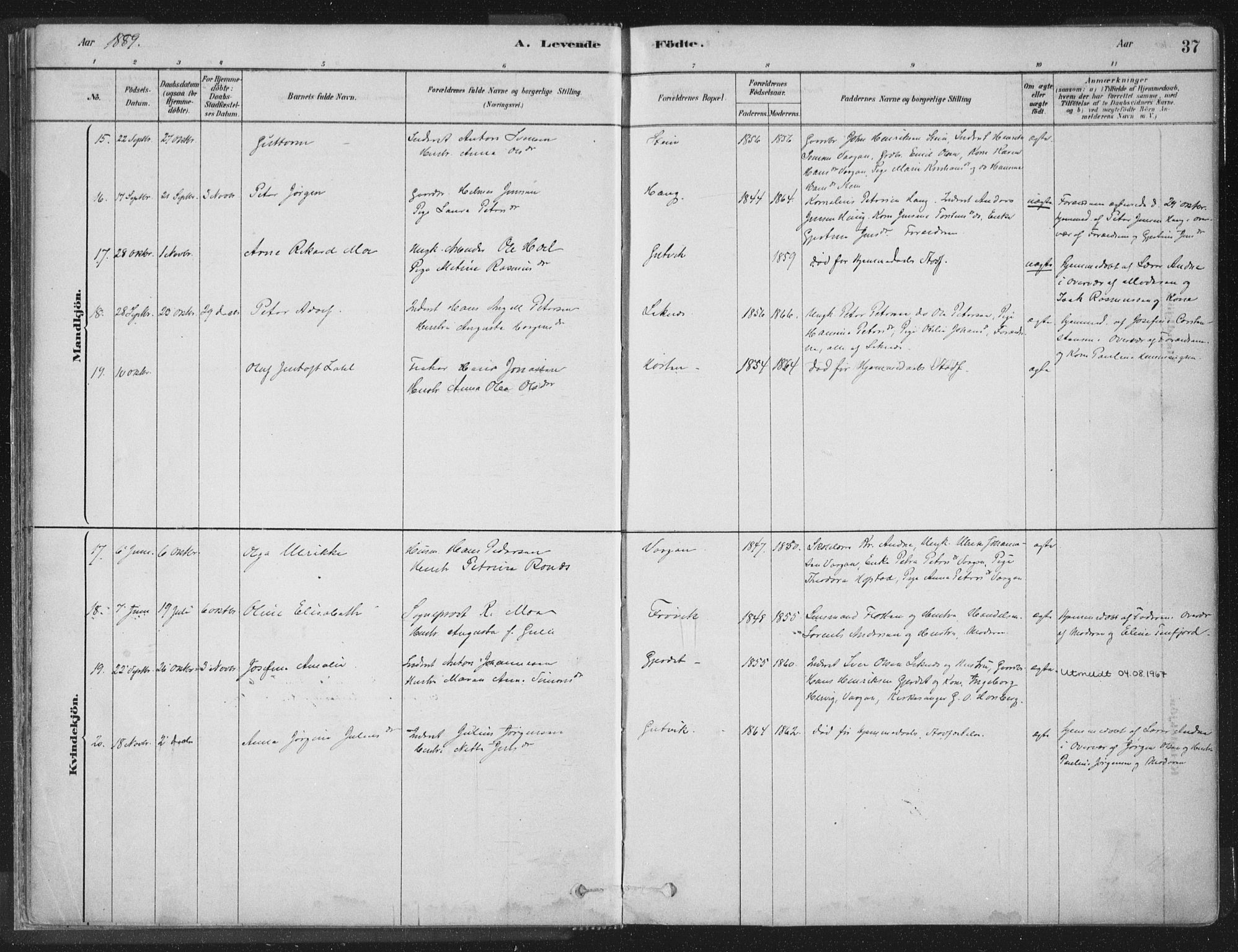 Ministerialprotokoller, klokkerbøker og fødselsregistre - Nord-Trøndelag, SAT/A-1458/788/L0697: Ministerialbok nr. 788A04, 1878-1902, s. 37