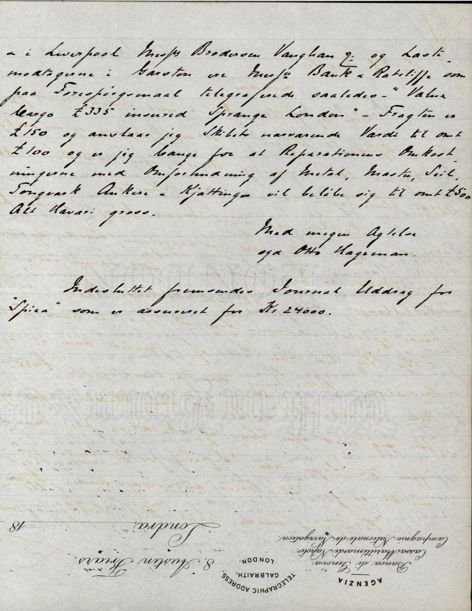 Pa 63 - Østlandske skibsassuranceforening, VEMU/A-1079/G/Ga/L0022/0010: Havaridokumenter / Salvator, Sleipner, Speed, Spica, Stjernen, 1888, s. 52