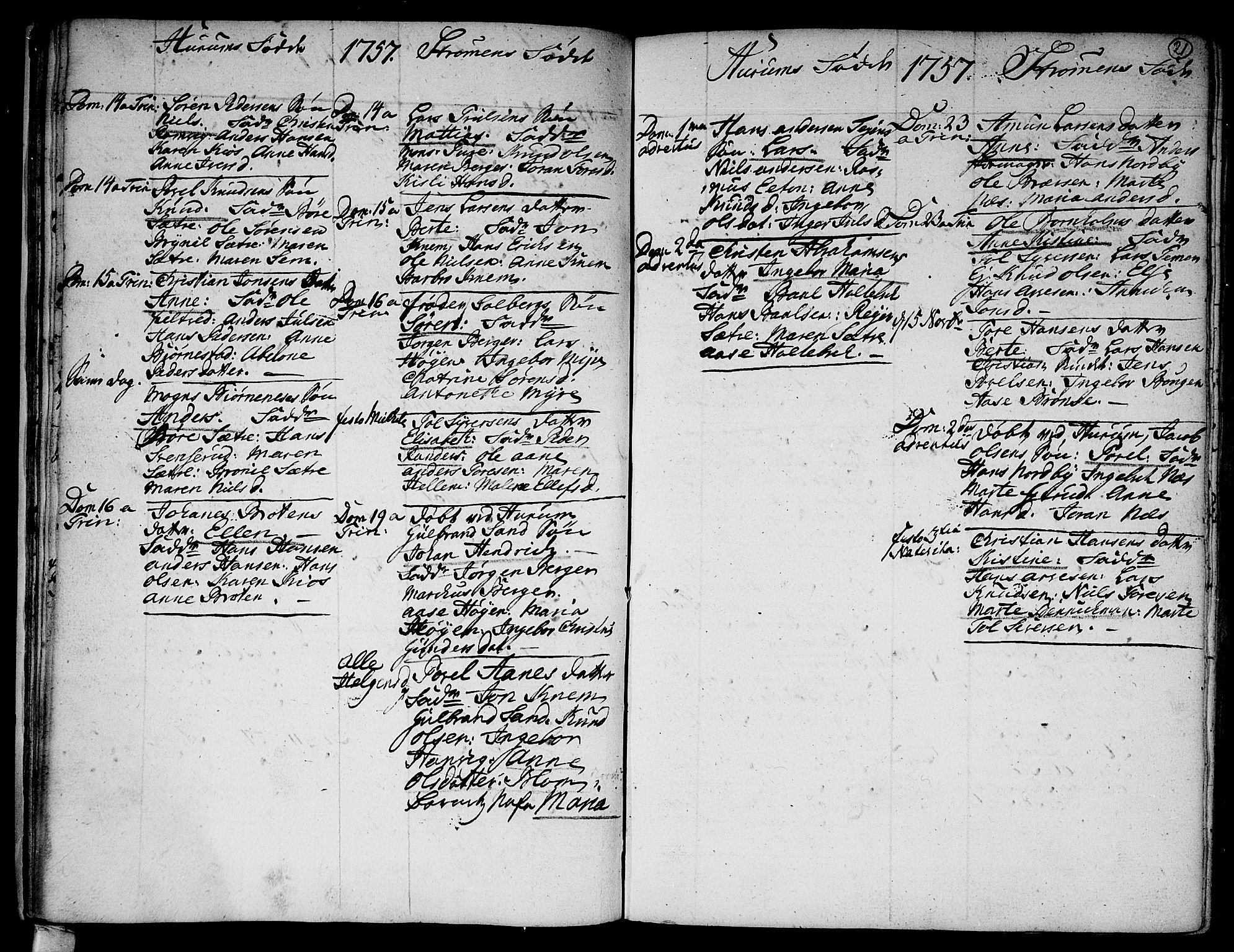 Hurum kirkebøker, AV/SAKO-A-229/F/Fa/L0006: Ministerialbok nr. 6, 1756-1770, s. 21