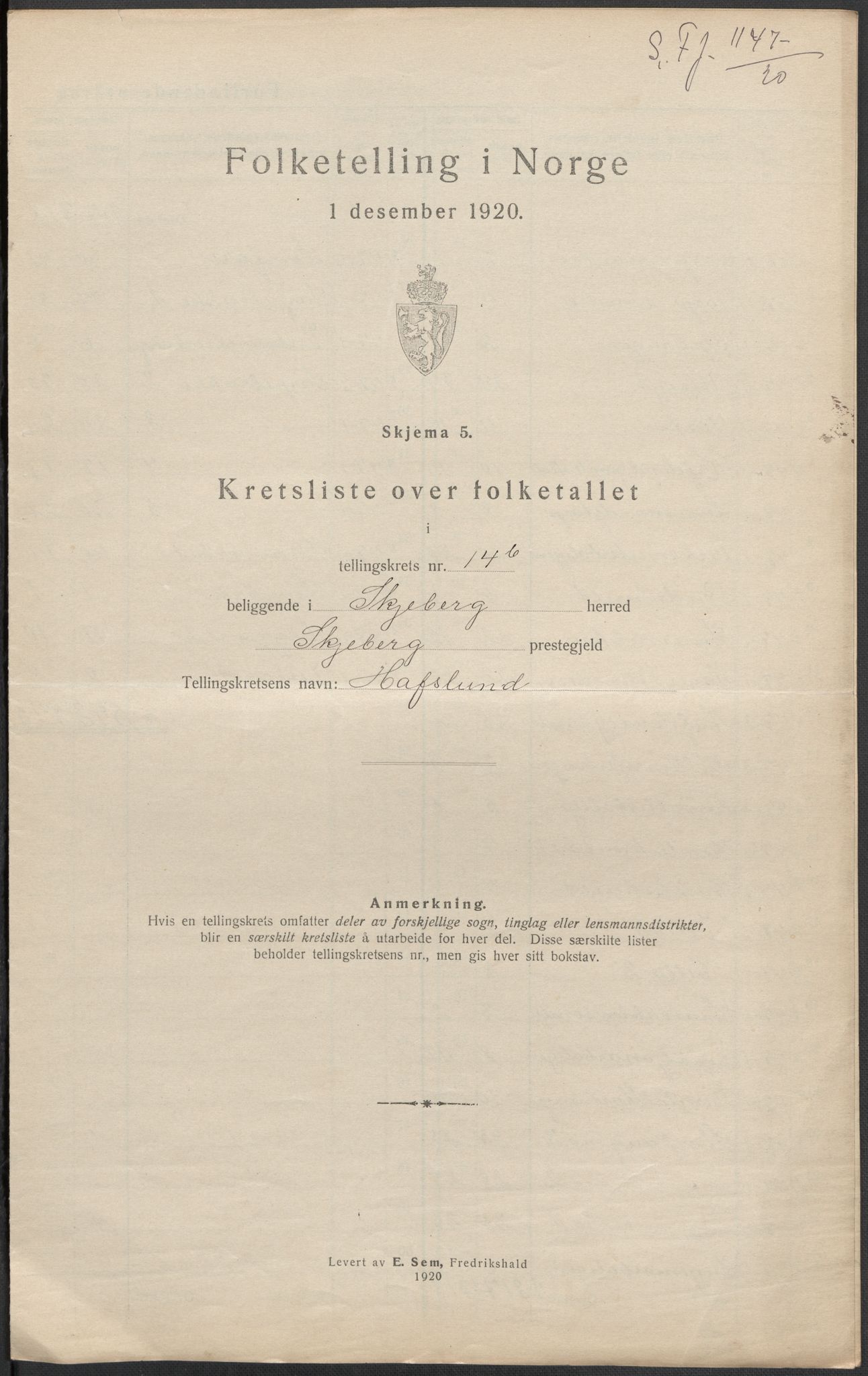 SAO, Folketelling 1920 for 0115 Skjeberg herred, 1920, s. 53