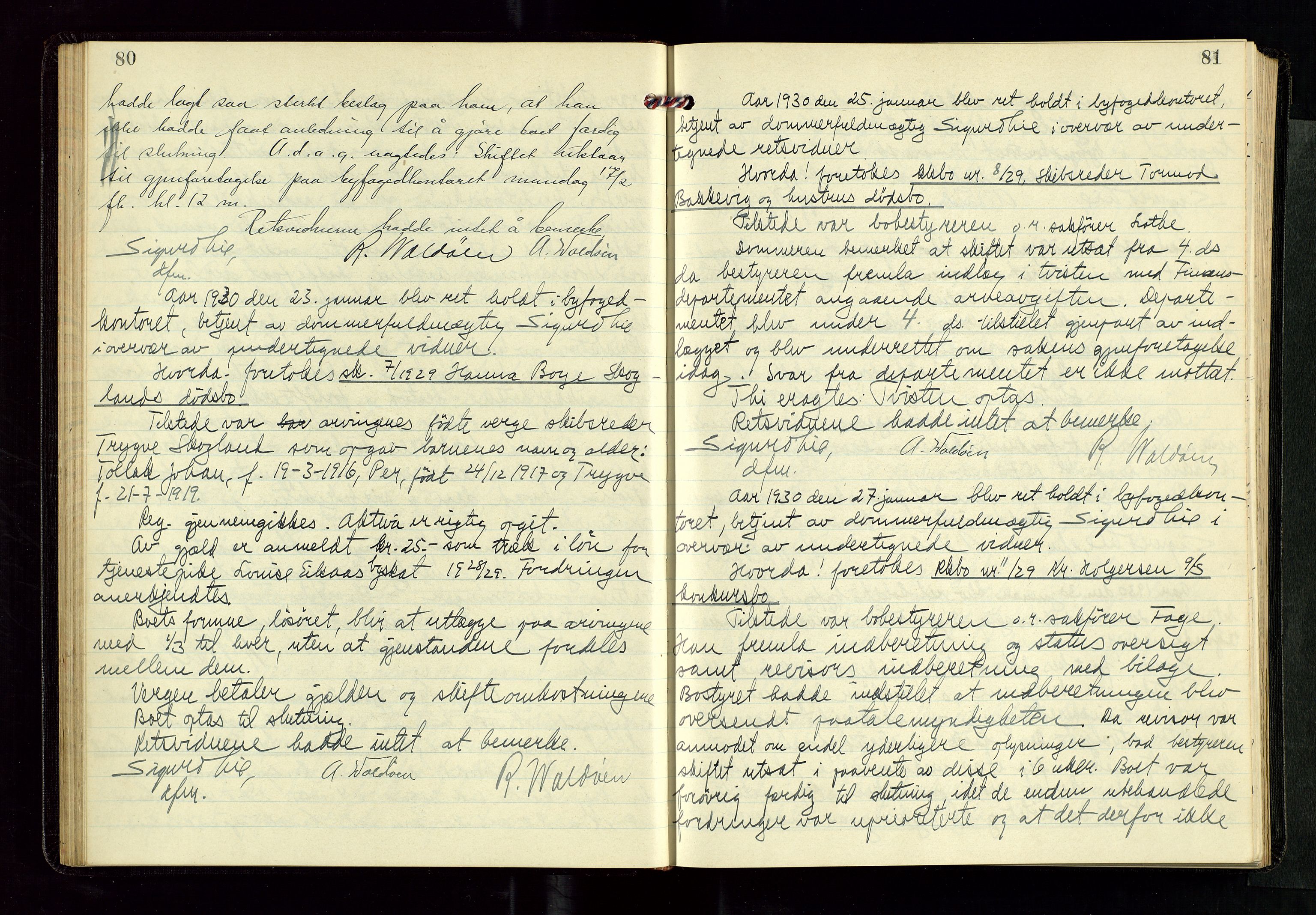 Haugesund tingrett, AV/SAST-A-101415/01/IV/IVC/L0006: Skifteforhandlingsprotokoll, med register, 1929-1933, s. 80-81
