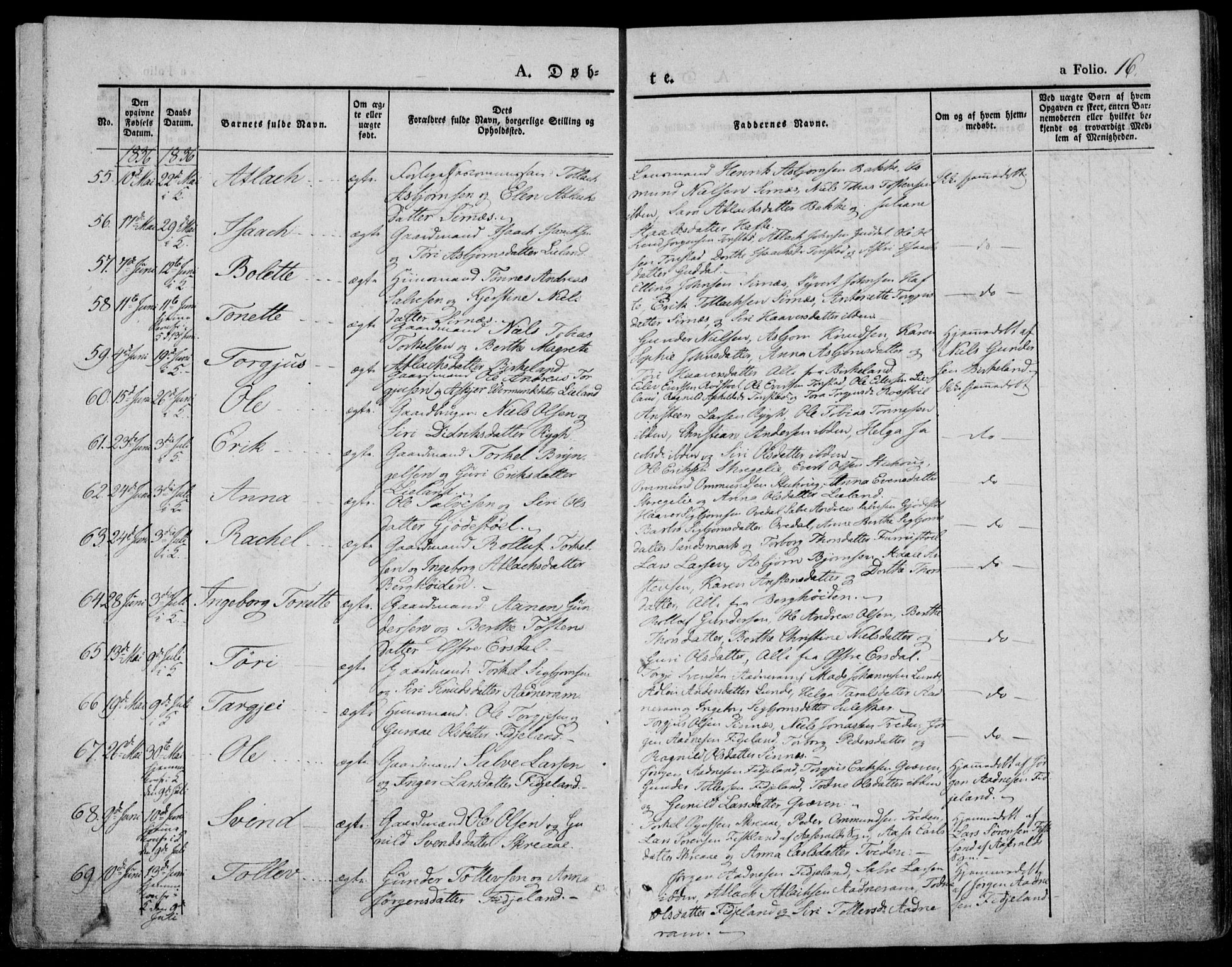 Bakke sokneprestkontor, AV/SAK-1111-0002/F/Fa/Faa/L0004: Ministerialbok nr. A 4, 1834-1846, s. 16