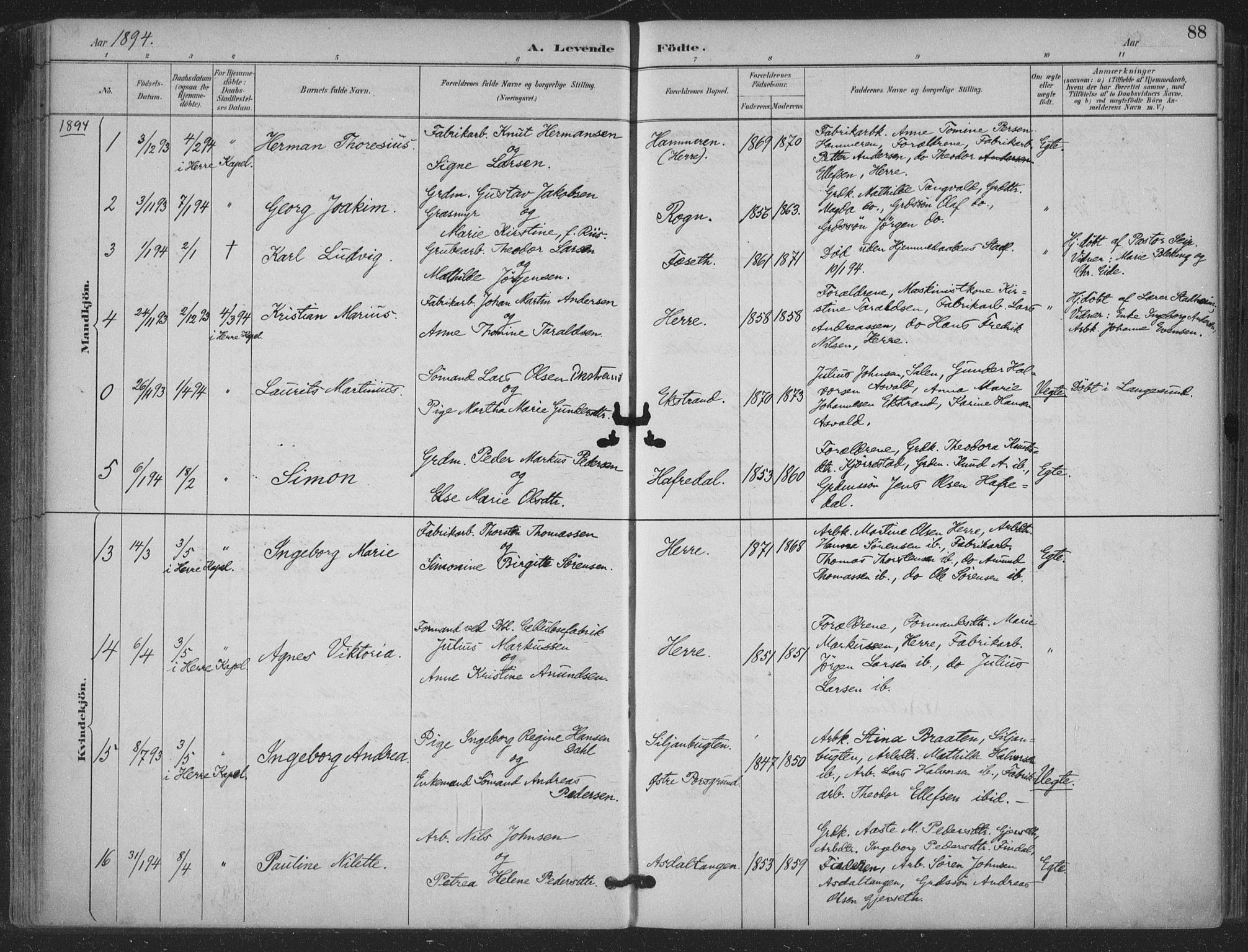 Bamble kirkebøker, AV/SAKO-A-253/F/Fa/L0008: Ministerialbok nr. I 8, 1888-1900, s. 88