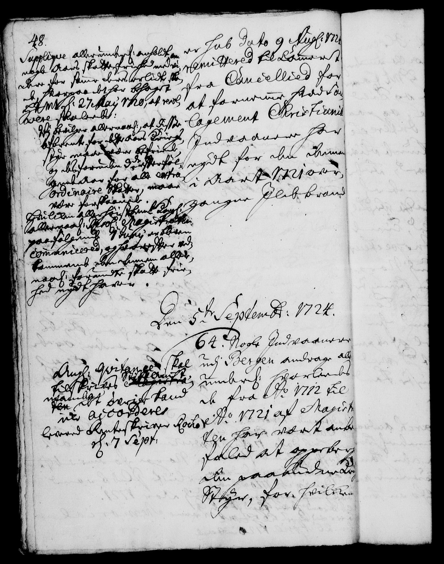Rentekammeret, Kammerkanselliet, AV/RA-EA-3111/G/Gh/Gha/L0007: Norsk ekstraktmemorialprotokoll (merket RK 53.52), 1724-1725, s. 48