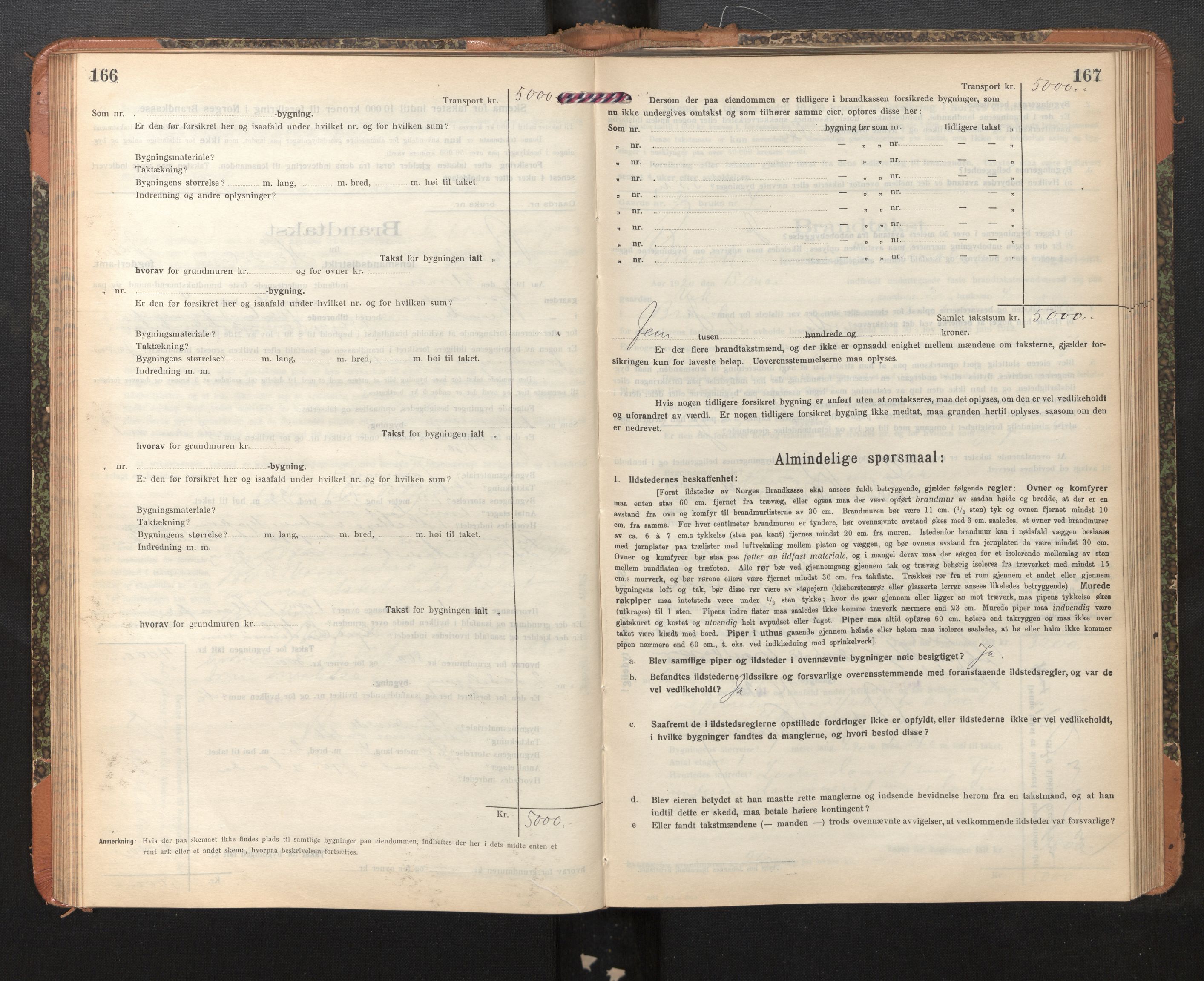 Lensmannen i Bruvik, AV/SAB-A-31301/0012/L0009: Branntakstprotokoll, skjematakst, 1918-1925, s. 166-167