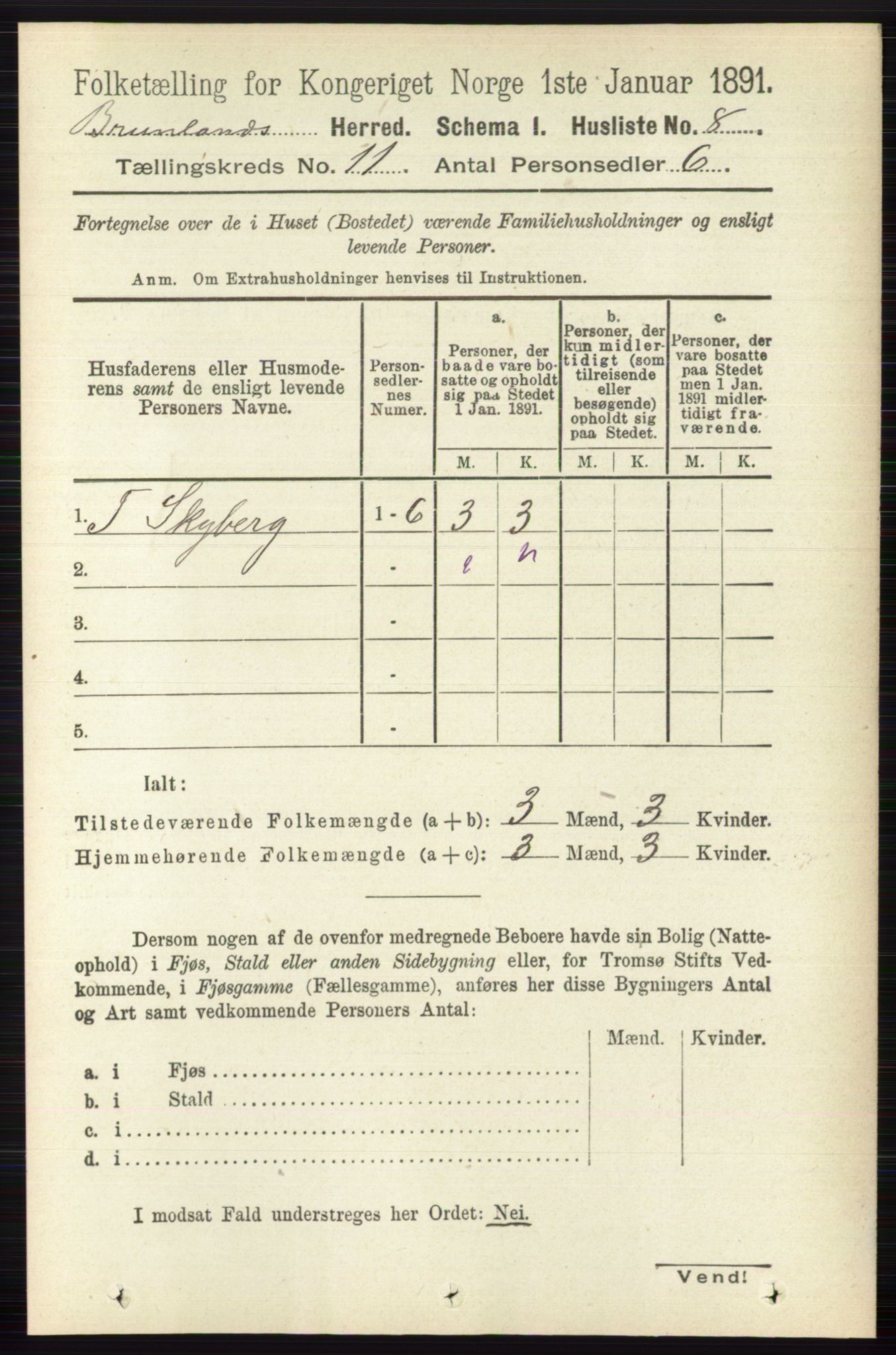 RA, Folketelling 1891 for 0726 Brunlanes herred, 1891, s. 5299