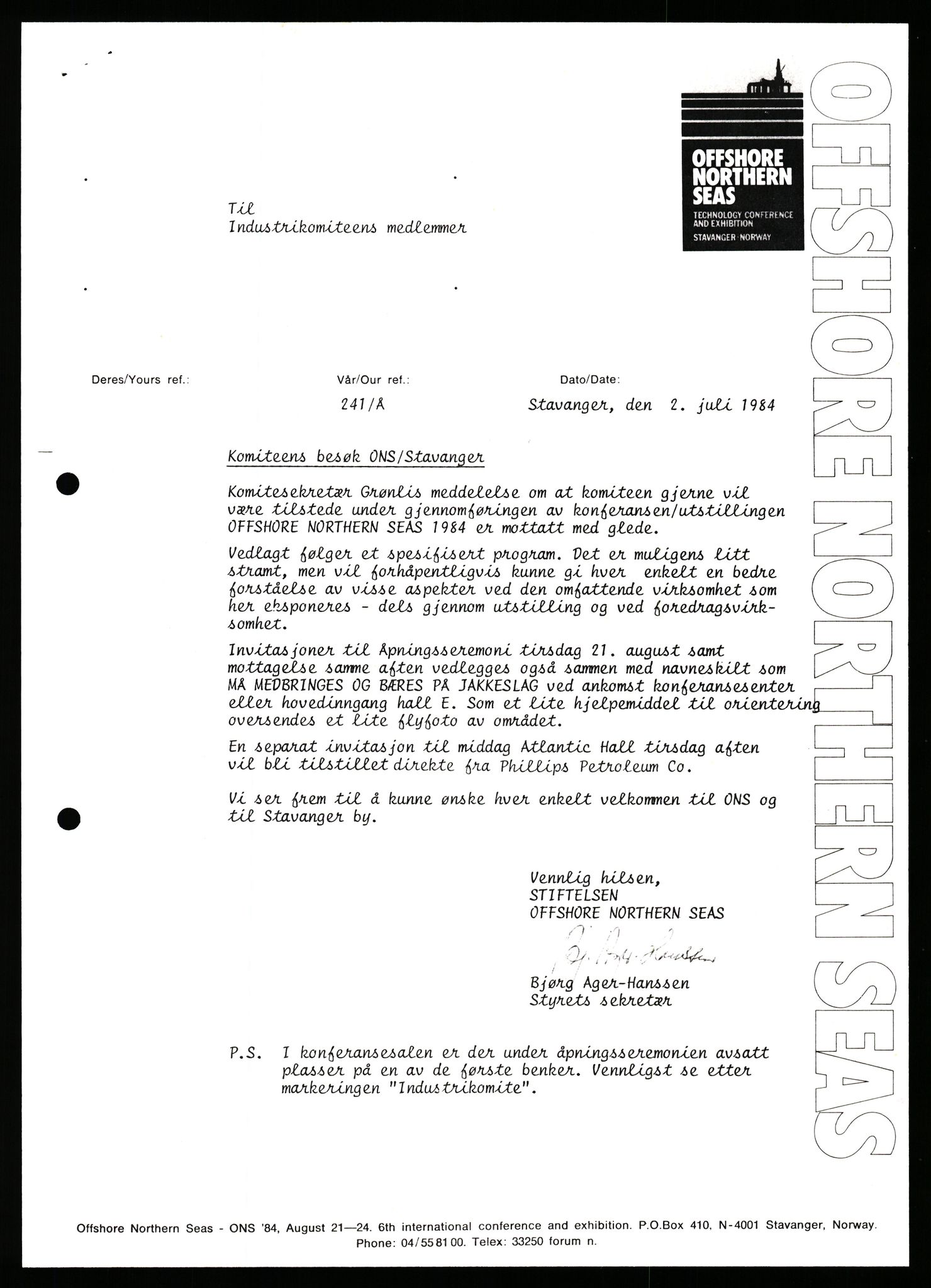 Pa 1716 - Stiftelsen Offshore Northern Seas, AV/SAST-A-102319/F/Fa/L0002: ONS 84, 1983-1984, s. 88