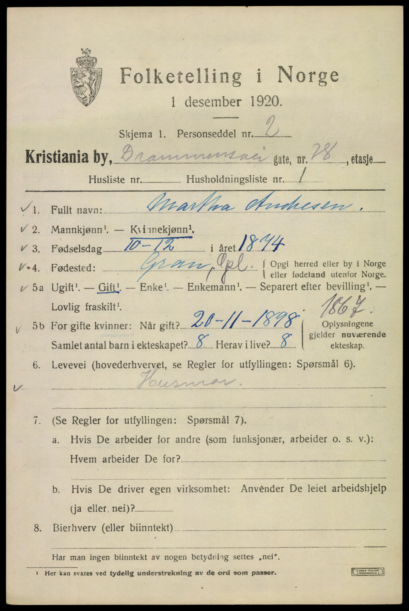 SAO, Folketelling 1920 for 0301 Kristiania kjøpstad, 1920, s. 202479