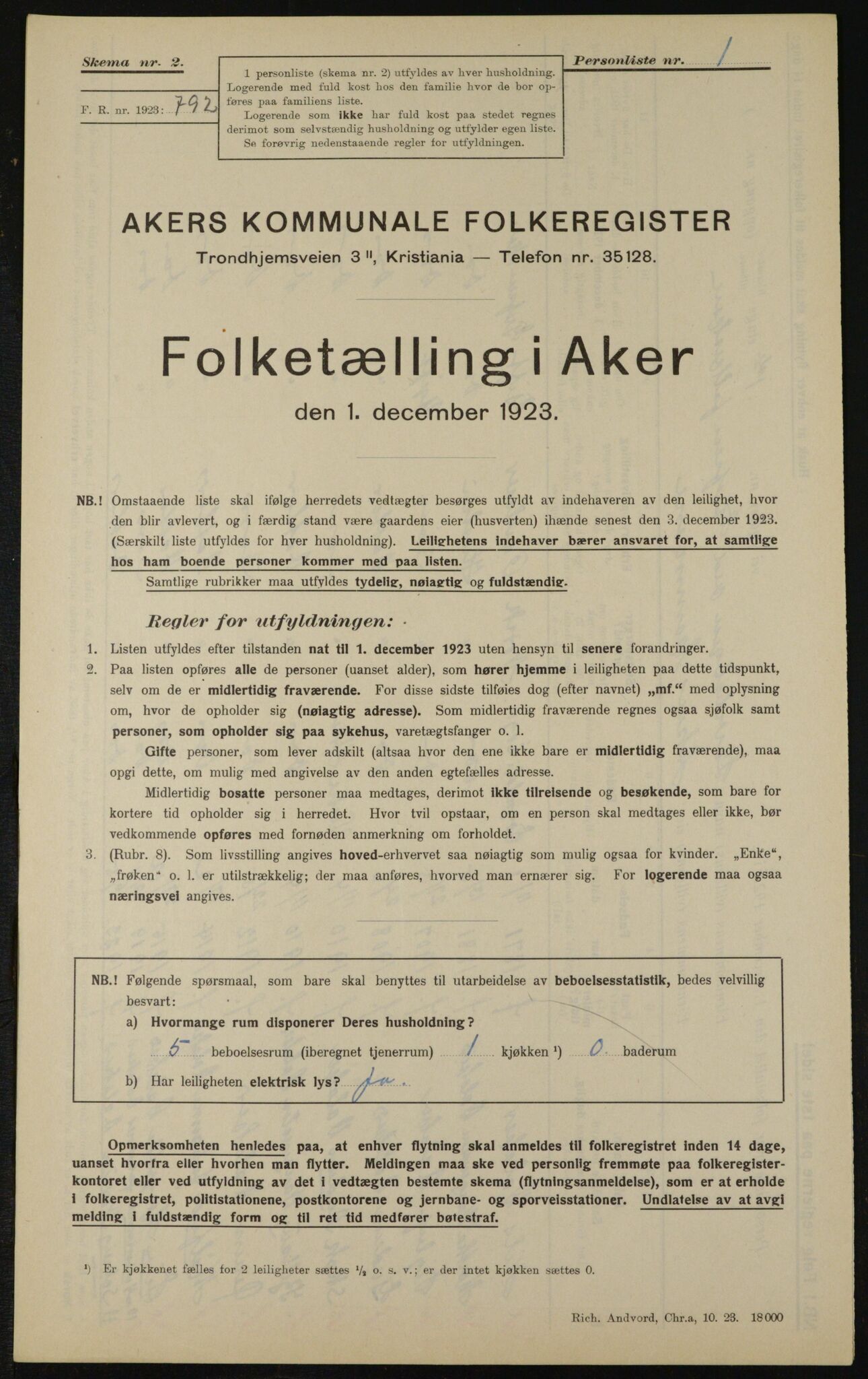 , Kommunal folketelling 1.12.1923 for Aker, 1923, s. 12233