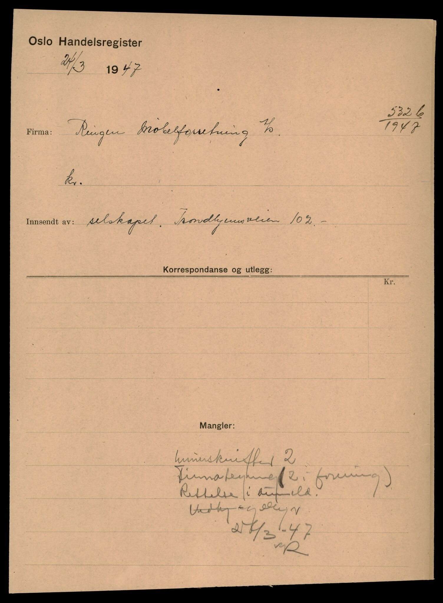 Oslo byfogd, Handelsregisteret, SAT/A-10867/G/Gc/Gca/L0692: Ikke konverterte foretak, Rin-Ris, 1890-1990, s. 5