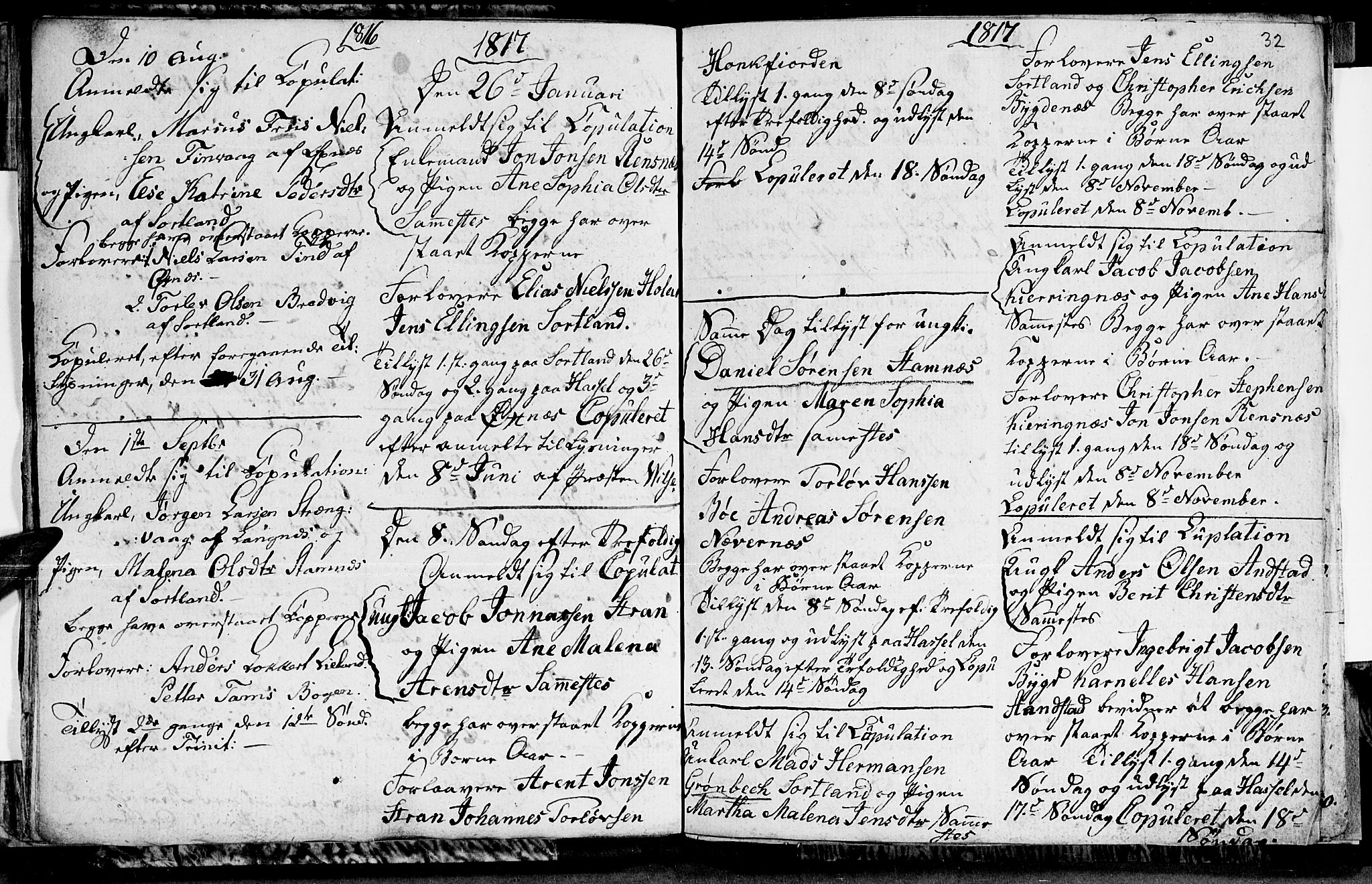 Ministerialprotokoller, klokkerbøker og fødselsregistre - Nordland, AV/SAT-A-1459/895/L1368: Ministerialbok nr. 895A03, 1812-1818, s. 32