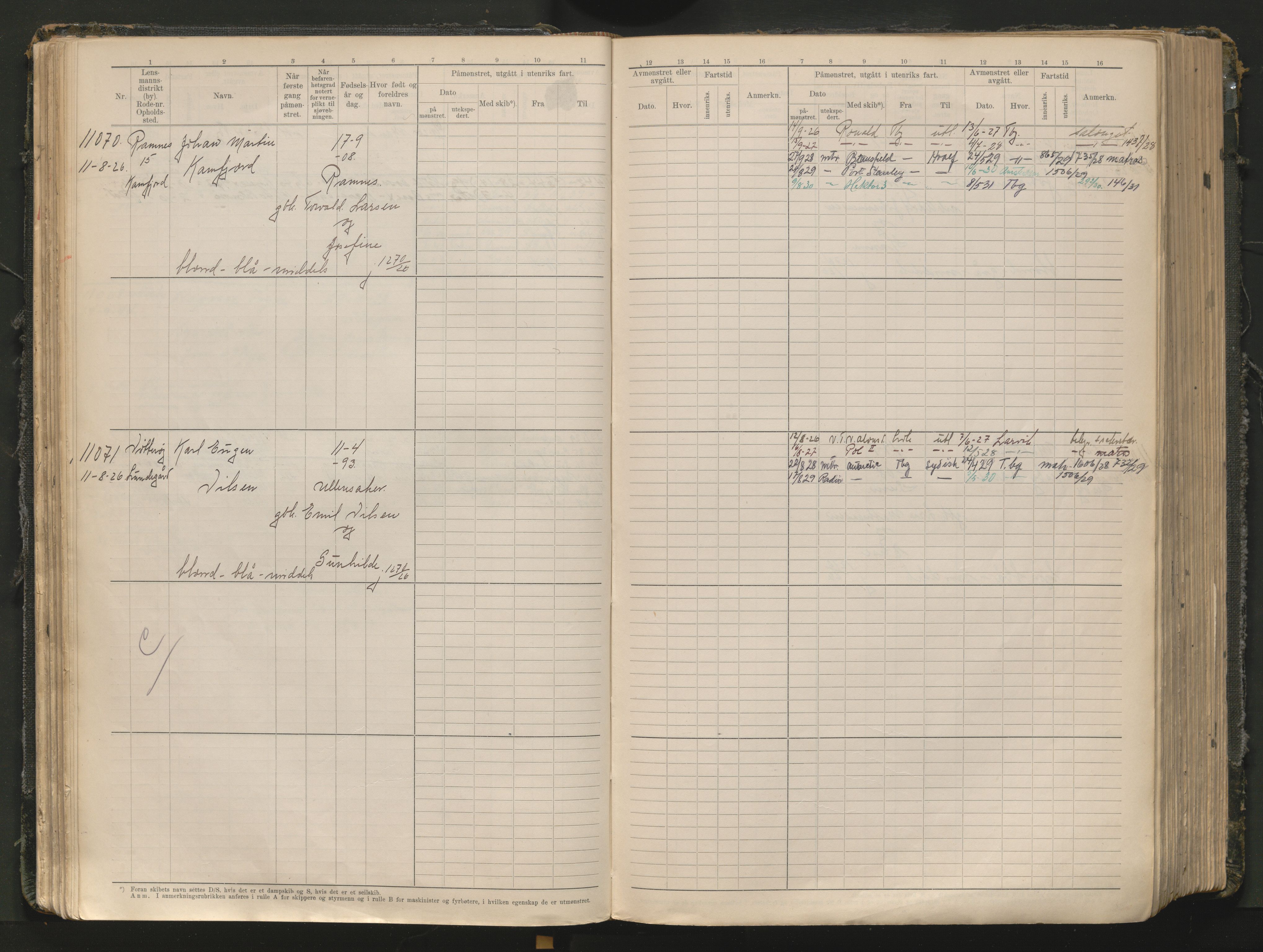 Tønsberg innrulleringskontor, AV/SAKO-A-786/F/Fc/Fcb/L0012: Hovedrulle Patent nr. 10828-12216, 1925-1948