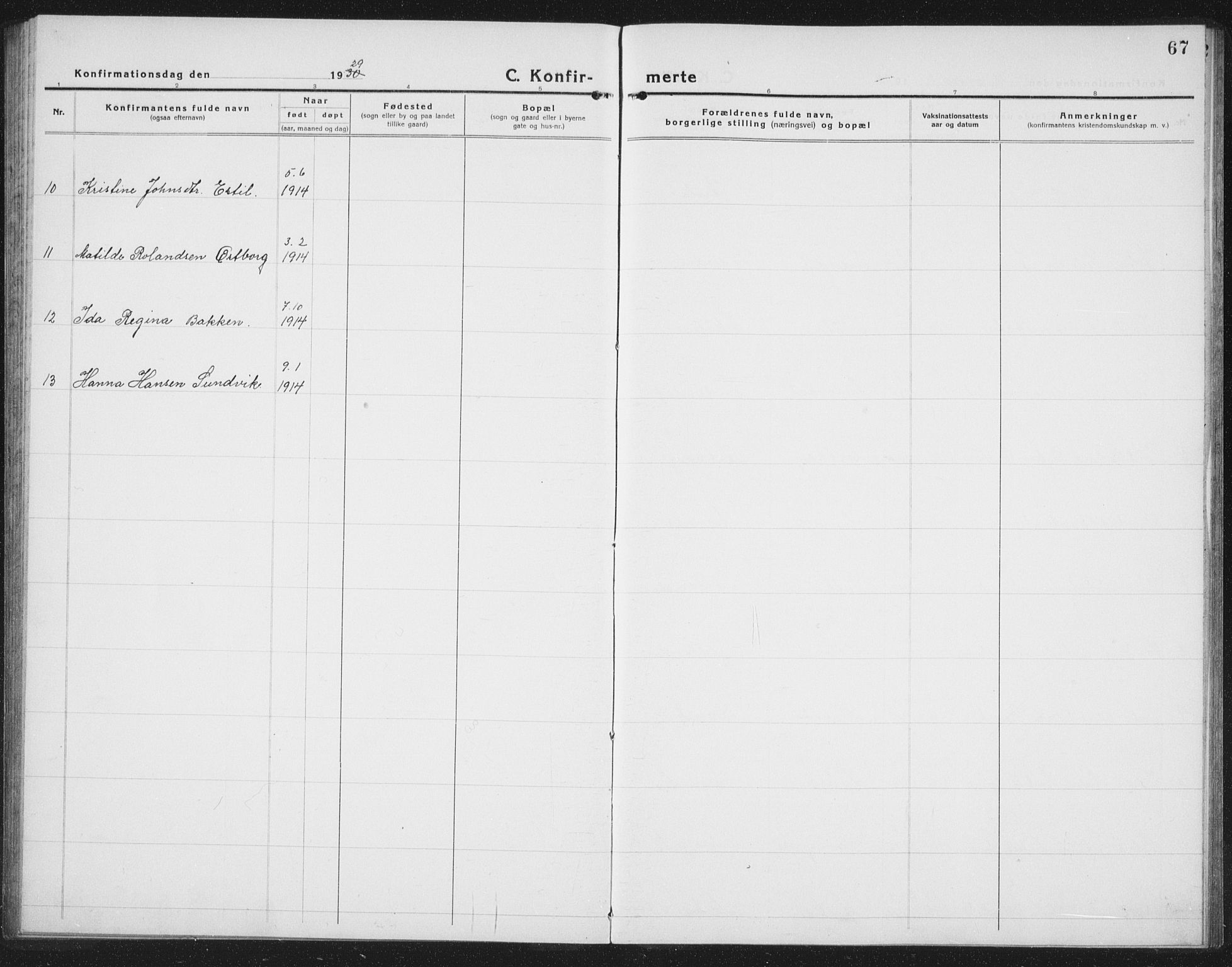 Ministerialprotokoller, klokkerbøker og fødselsregistre - Nord-Trøndelag, SAT/A-1458/757/L0507: Klokkerbok nr. 757C02, 1923-1939, s. 67