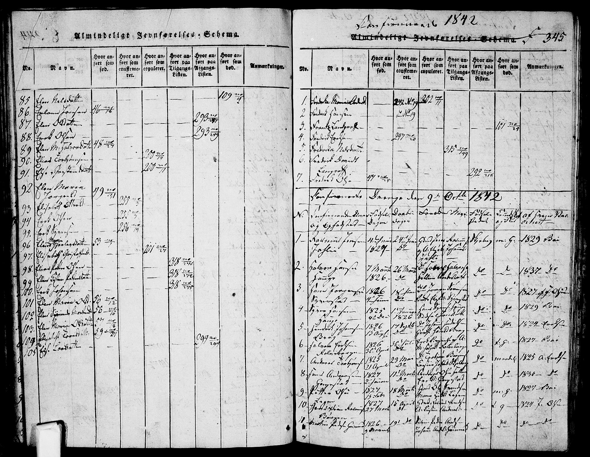 Skjeberg prestekontor Kirkebøker, AV/SAO-A-10923/G/Ga/L0001: Klokkerbok nr. I 1, 1815-1830, s. 345