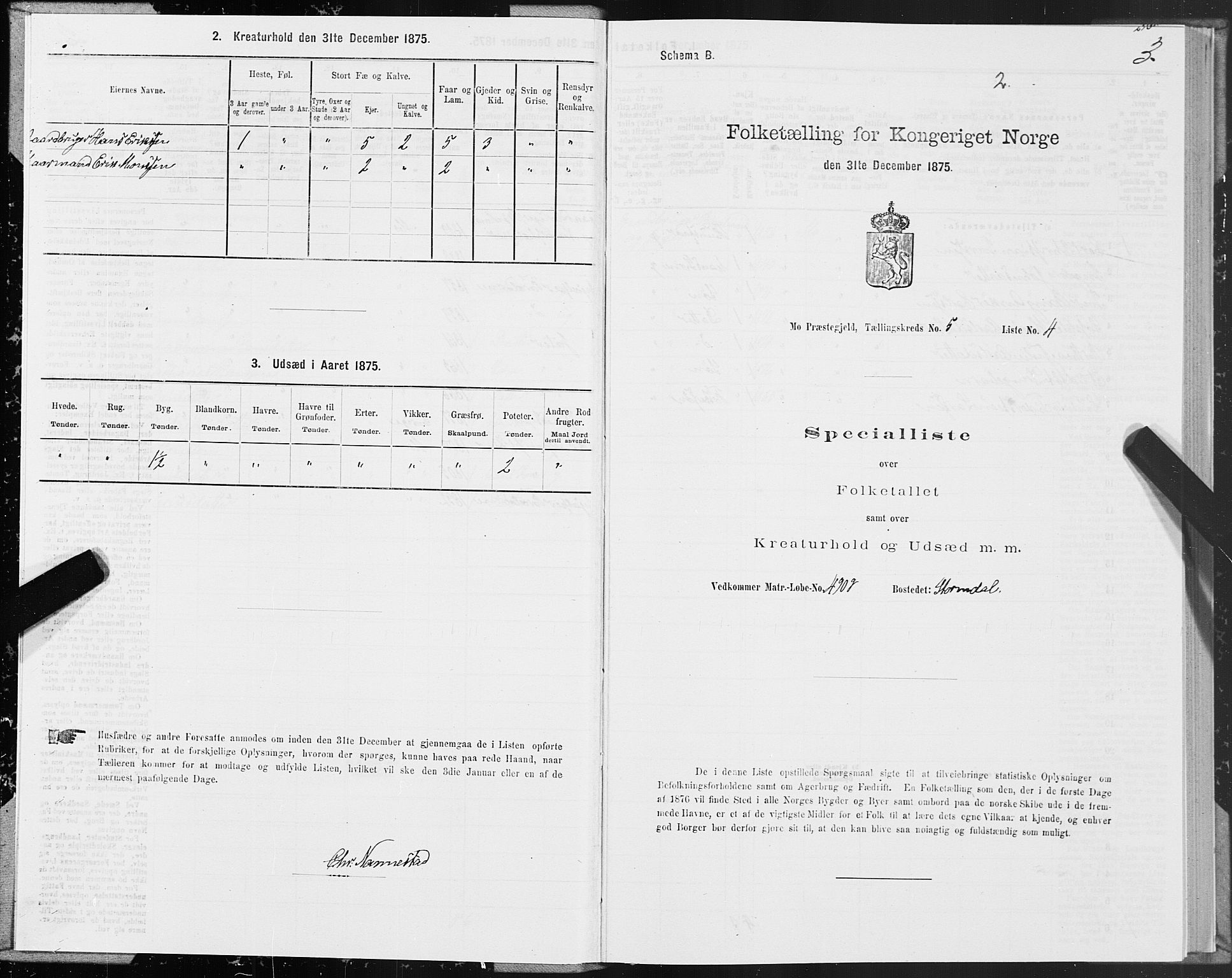 SAT, Folketelling 1875 for 1833P Mo prestegjeld, 1875, s. 3003