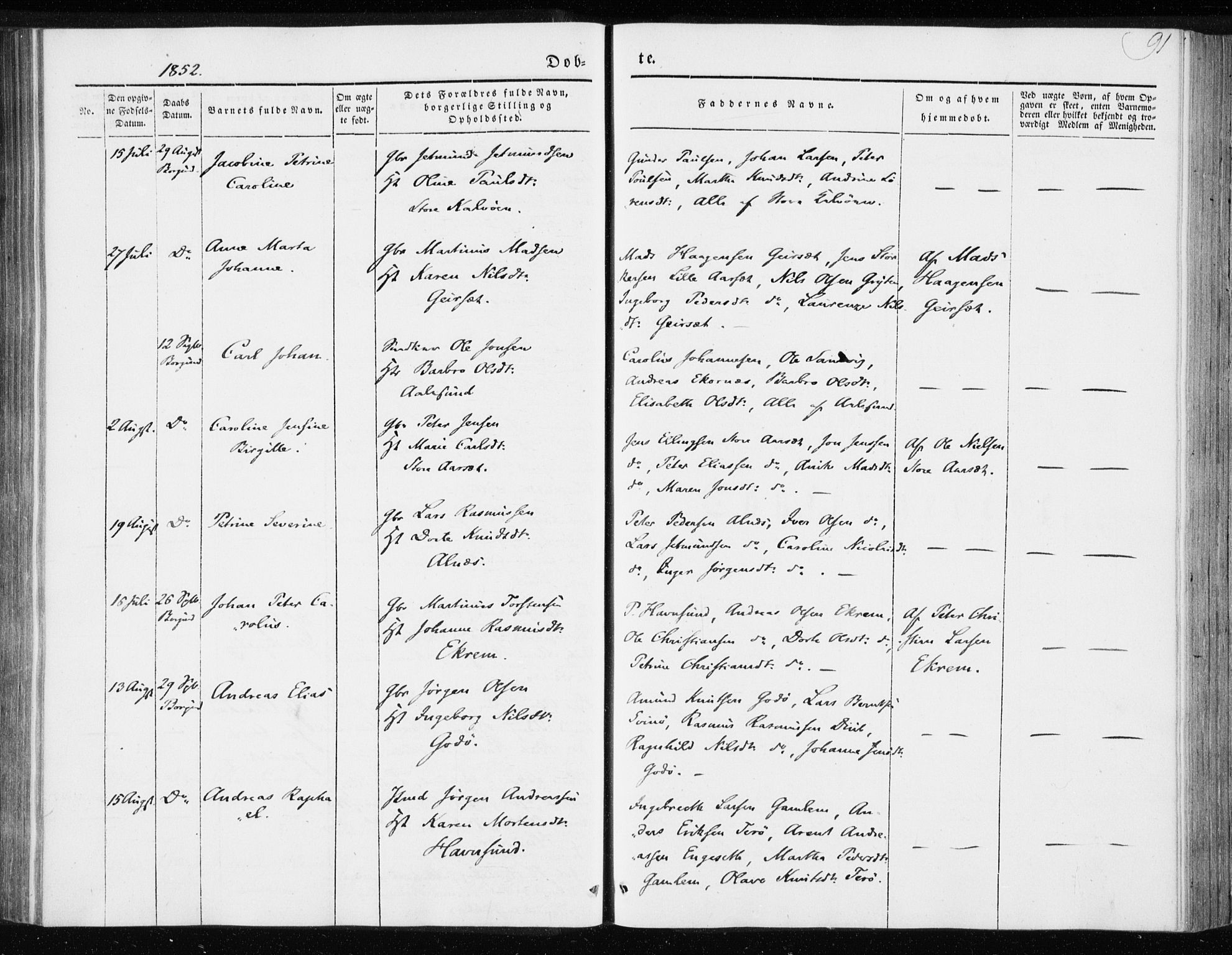 Ministerialprotokoller, klokkerbøker og fødselsregistre - Møre og Romsdal, AV/SAT-A-1454/528/L0415: Residerende kapellans bok nr. 528B03, 1843-1852, s. 91