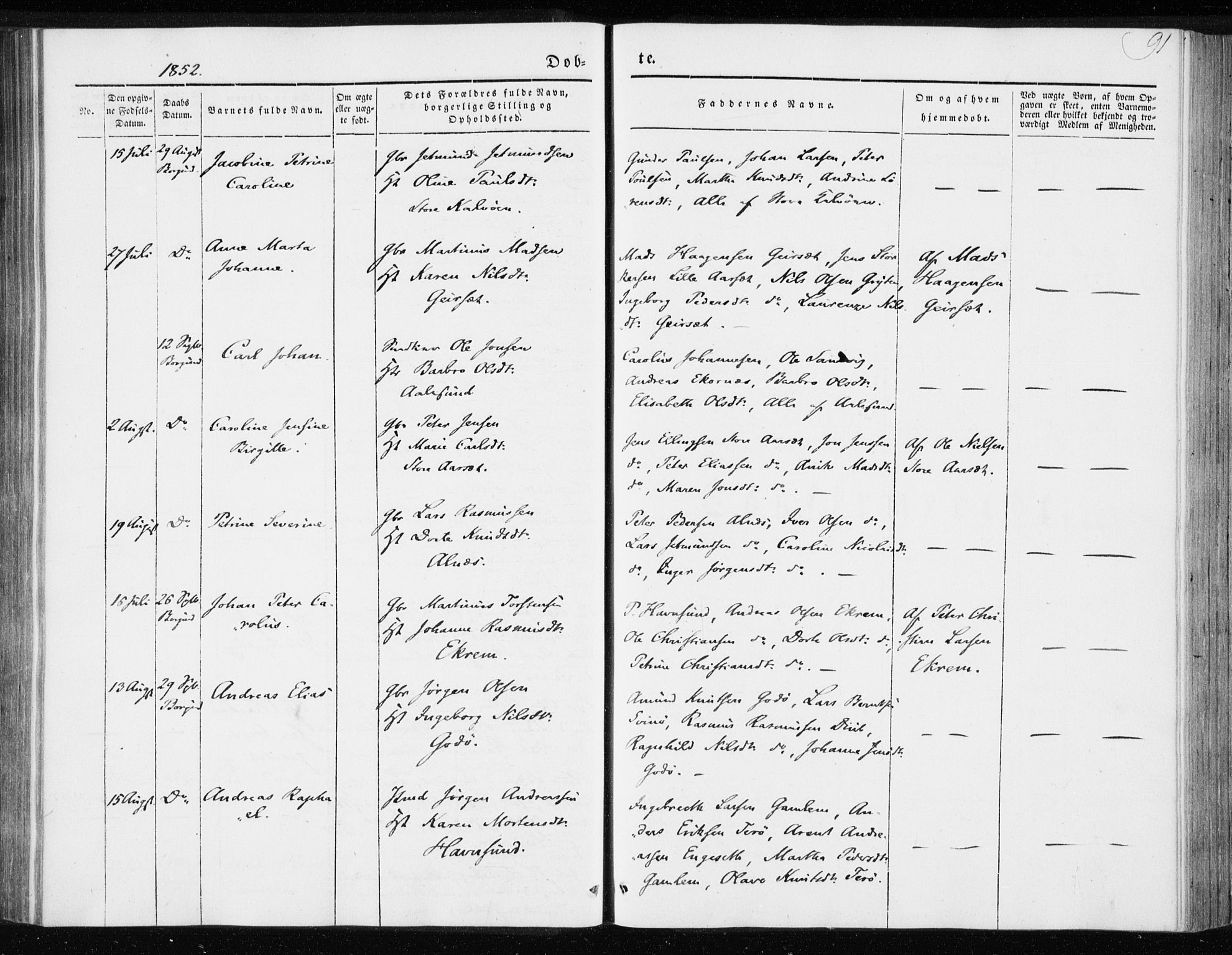 Ministerialprotokoller, klokkerbøker og fødselsregistre - Møre og Romsdal, SAT/A-1454/528/L0415: Residerende kapellans bok nr. 528B03, 1843-1852, s. 91