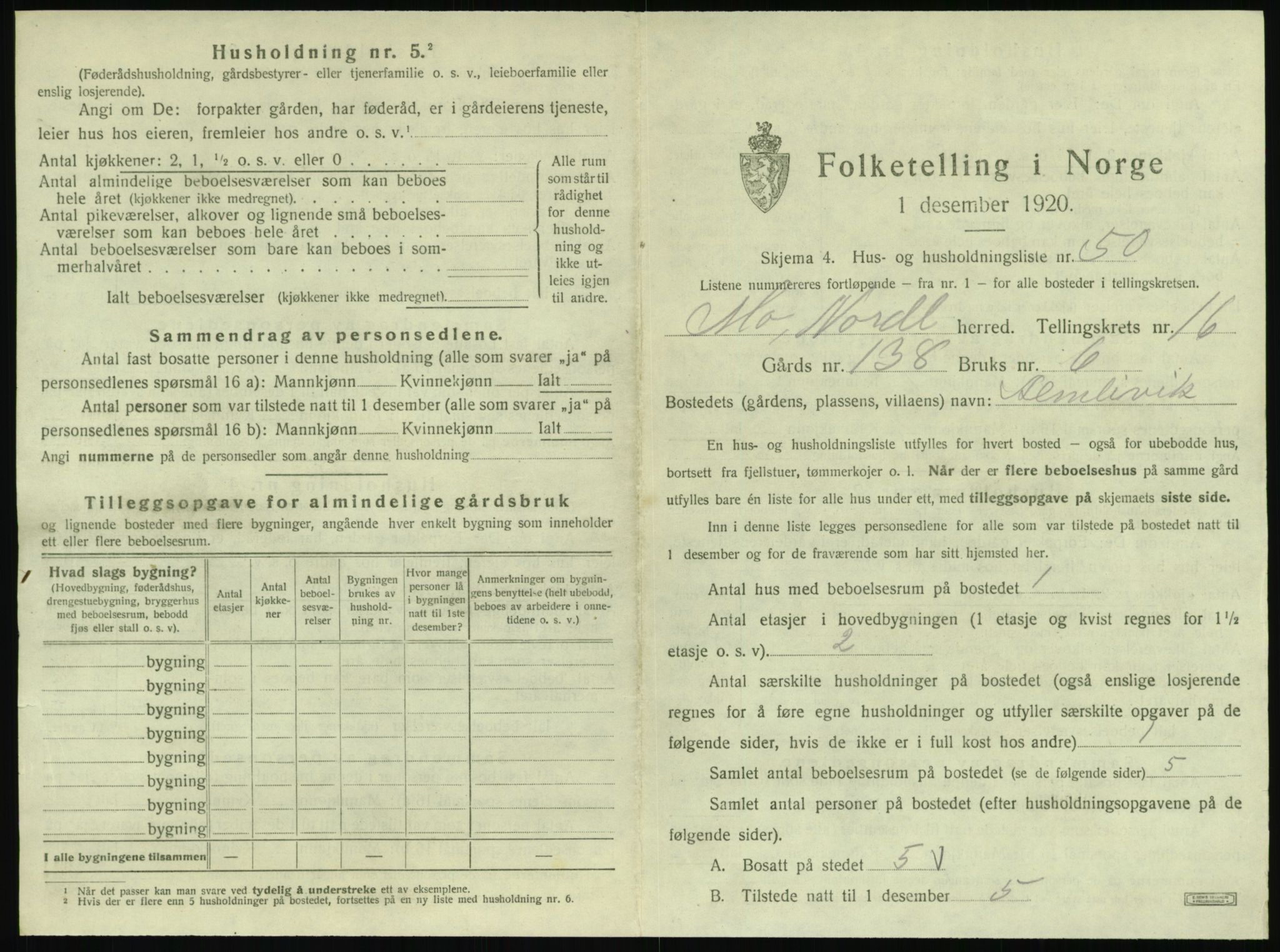 SAT, Folketelling 1920 for 1833 Mo herred, 1920, s. 1904