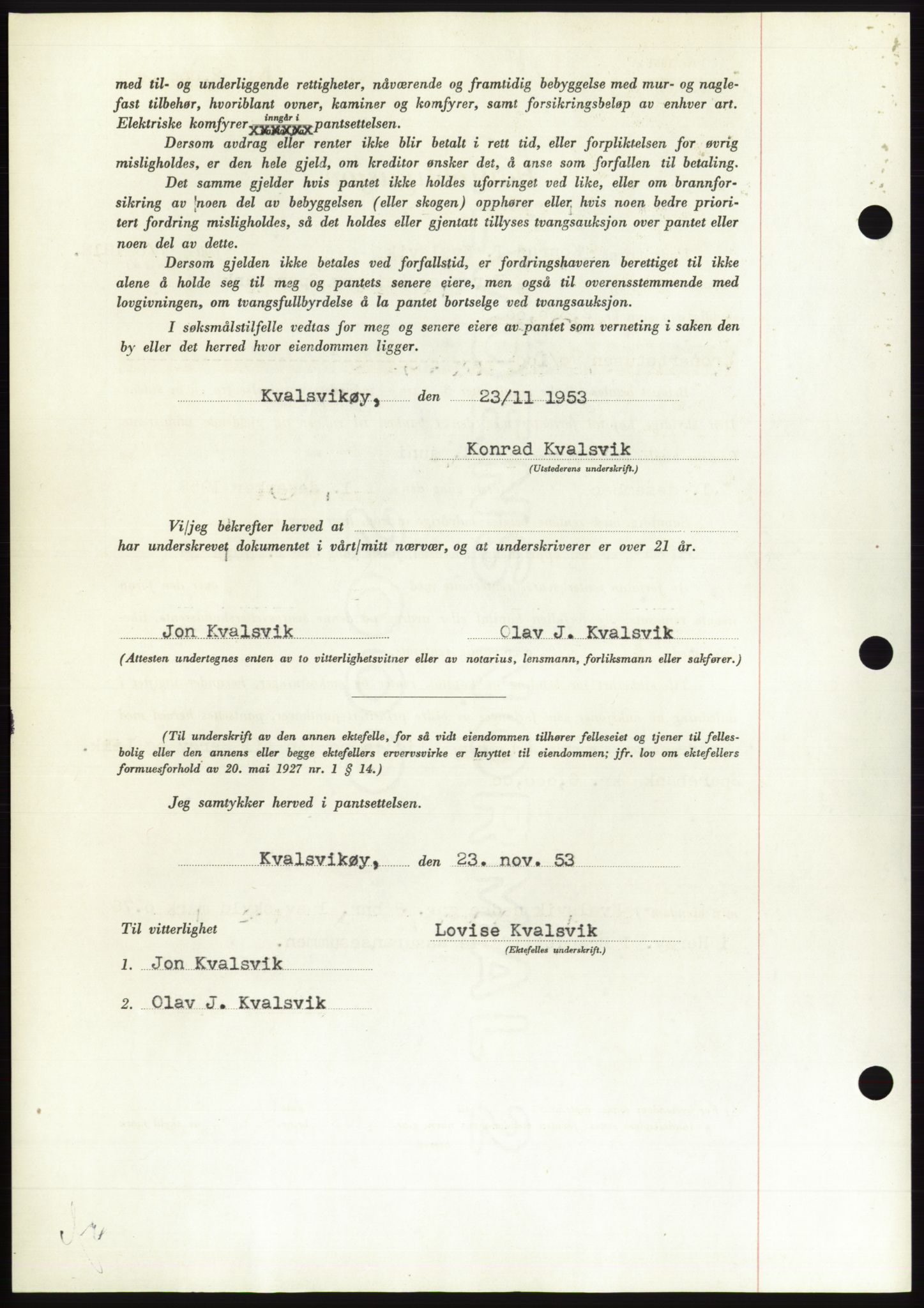 Søre Sunnmøre sorenskriveri, AV/SAT-A-4122/1/2/2C/L0124: Pantebok nr. 12B, 1953-1954, Dagboknr: 3101/1953
