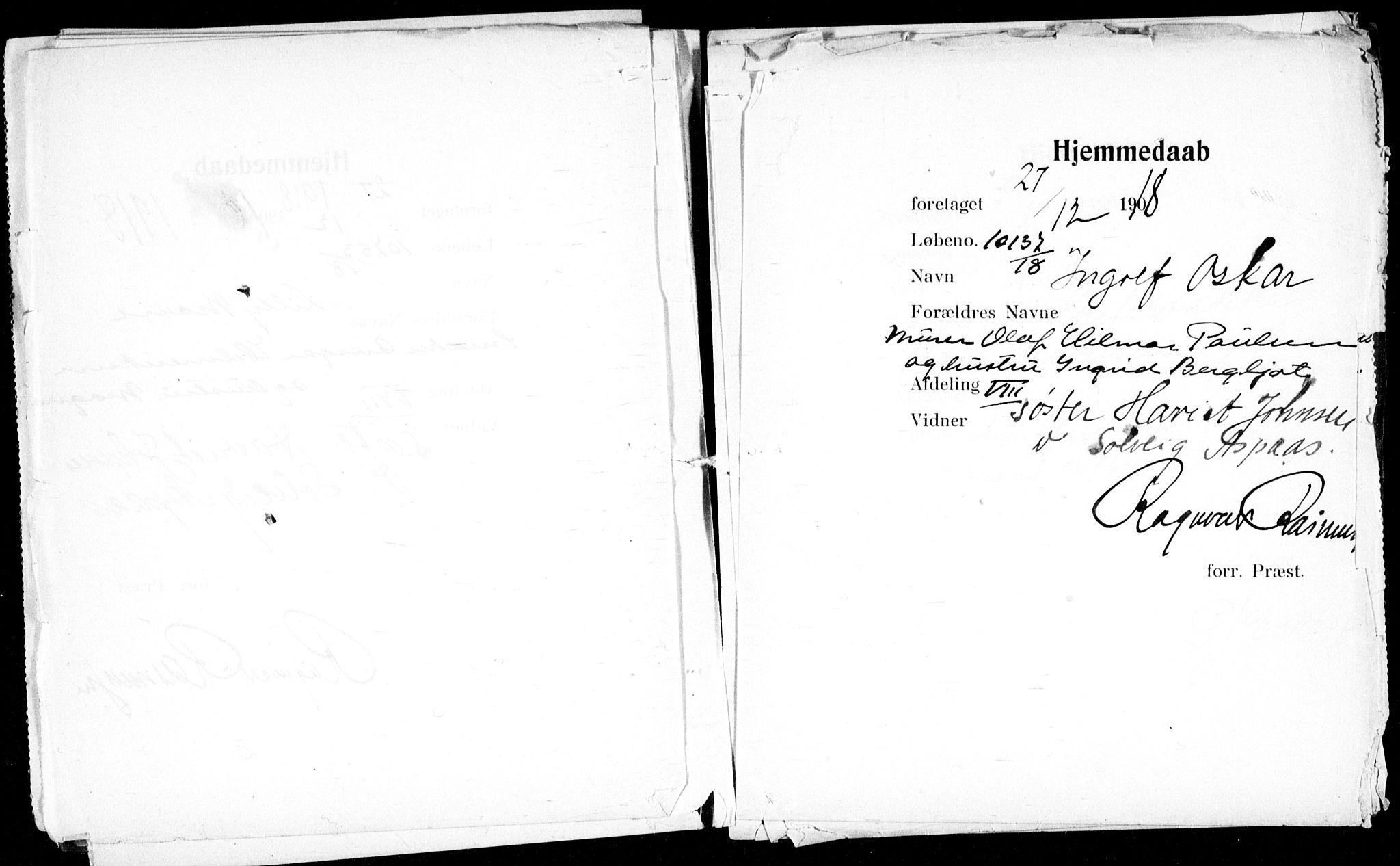 Ullevål sykehus prestekontor Kirkebøker, AV/SAO-A-10542a/K/Ka/L0003: Dåpsbok nr. 3, 1914-1921
