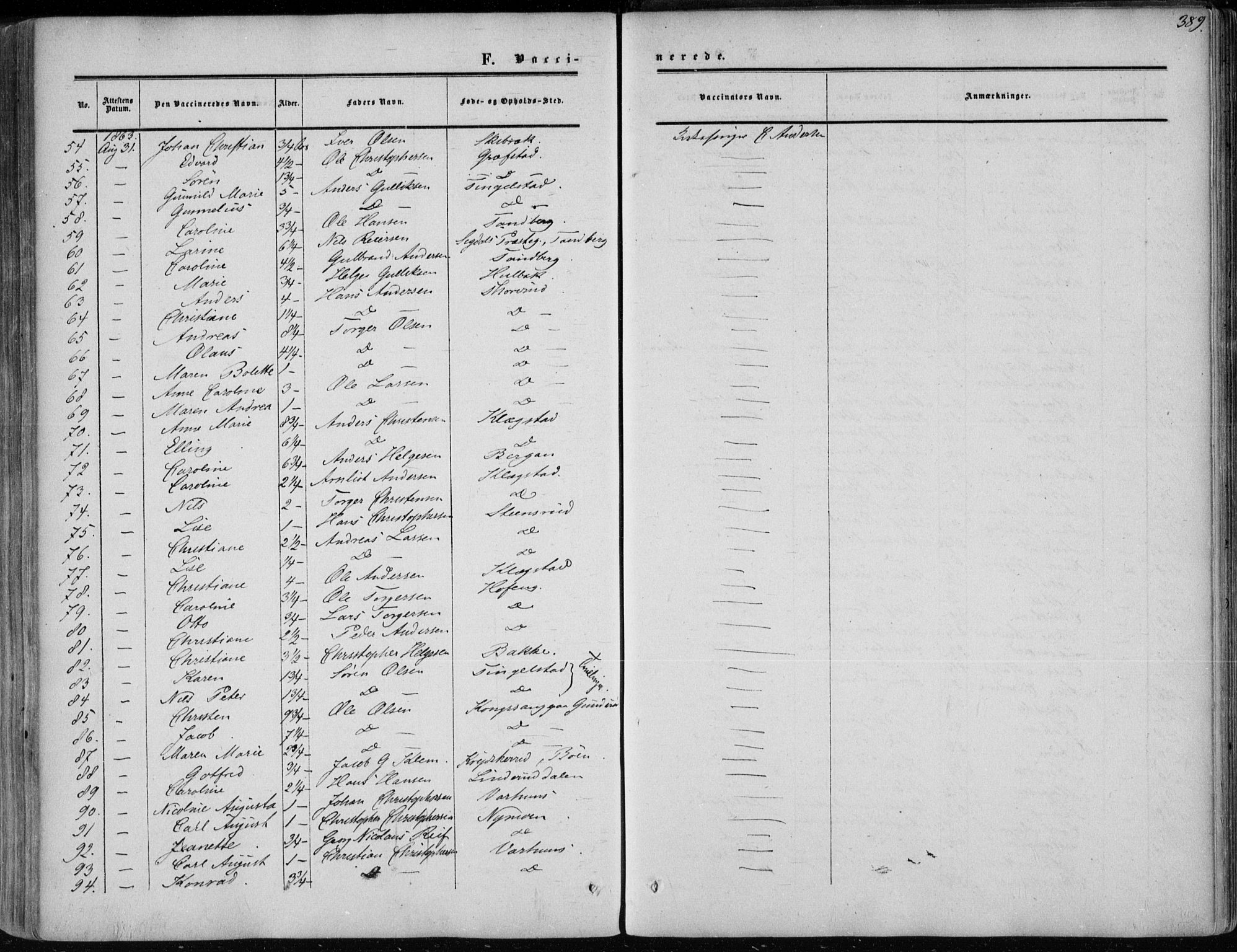 Modum kirkebøker, AV/SAKO-A-234/F/Fa/L0009: Ministerialbok nr. 9, 1860-1864, s. 389
