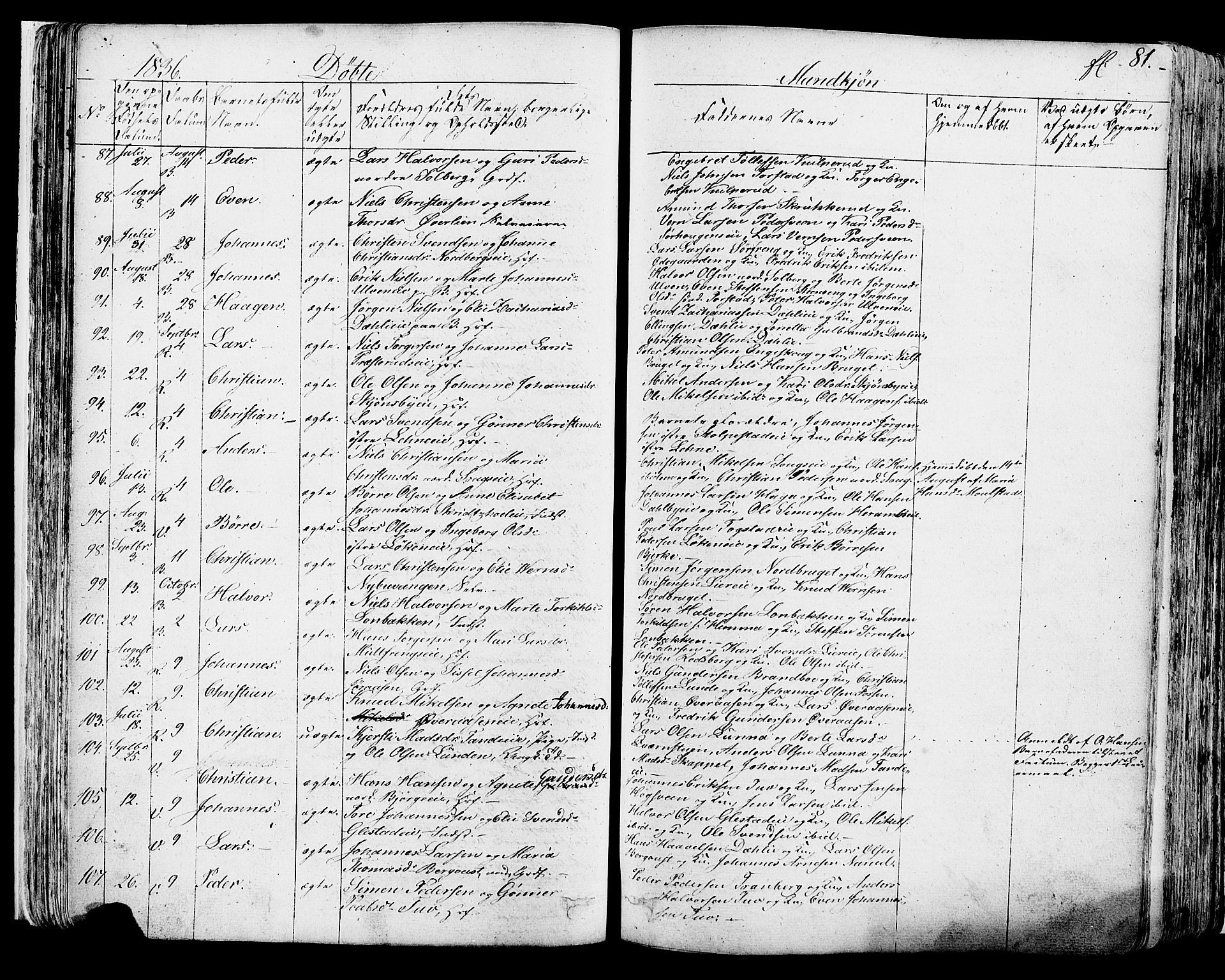 Ringsaker prestekontor, AV/SAH-PREST-014/K/Ka/L0007: Ministerialbok nr. 7A, 1826-1837, s. 81