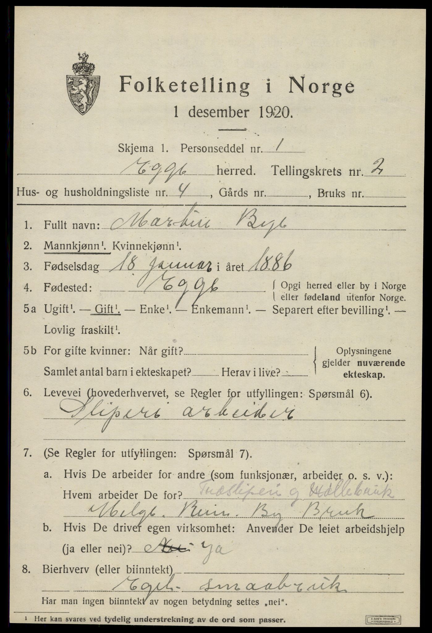 SAT, Folketelling 1920 for 1733 Egge herred, 1920, s. 1074