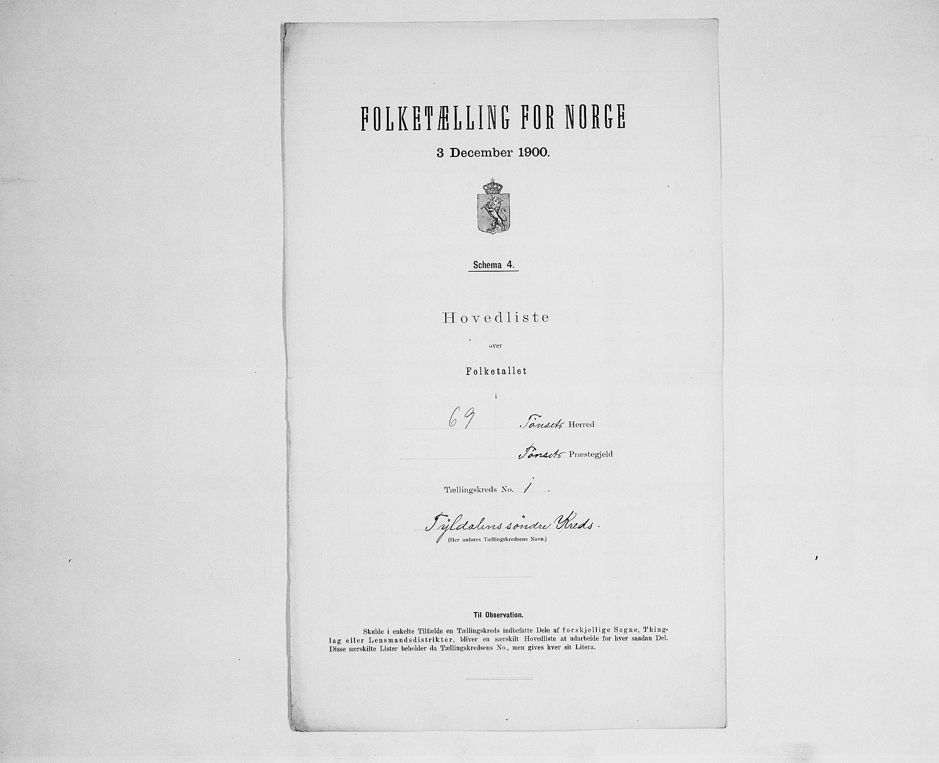 SAH, Folketelling 1900 for 0437 Tynset herred, 1900, s. 19