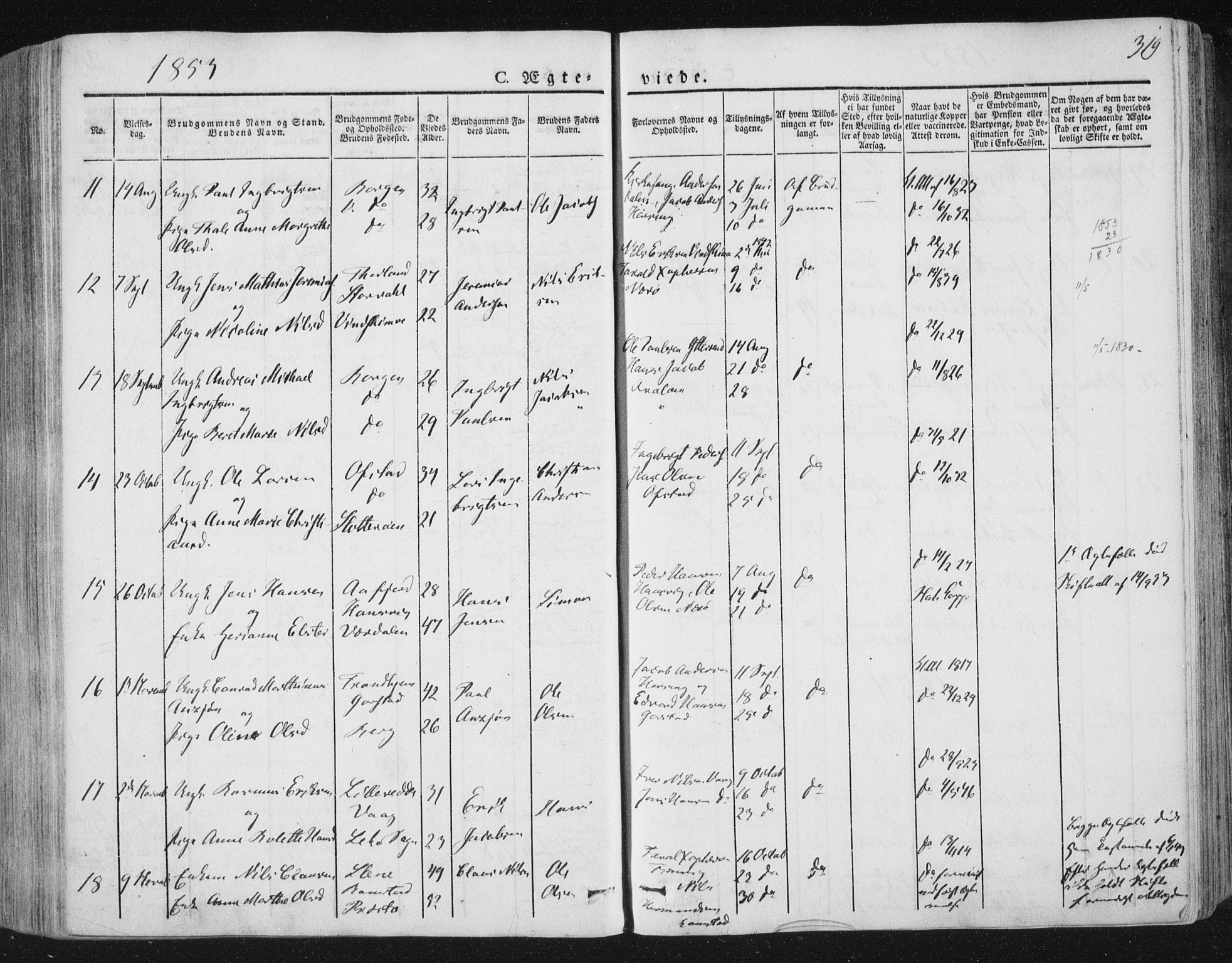 Ministerialprotokoller, klokkerbøker og fødselsregistre - Nord-Trøndelag, SAT/A-1458/784/L0669: Ministerialbok nr. 784A04, 1829-1859, s. 319