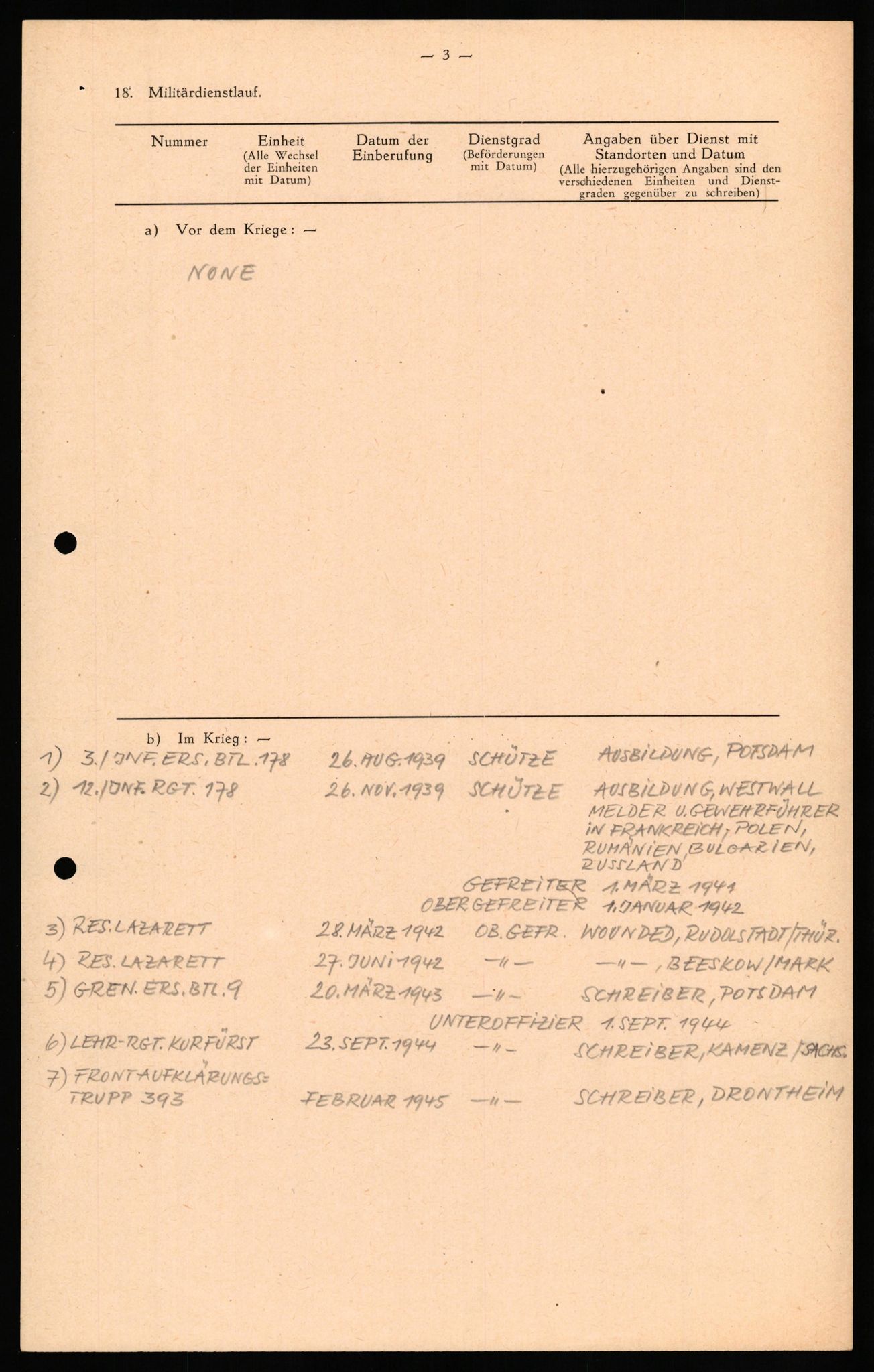 Forsvaret, Forsvarets overkommando II, RA/RAFA-3915/D/Db/L0029: CI Questionaires. Tyske okkupasjonsstyrker i Norge. Tyskere., 1945-1946, s. 463