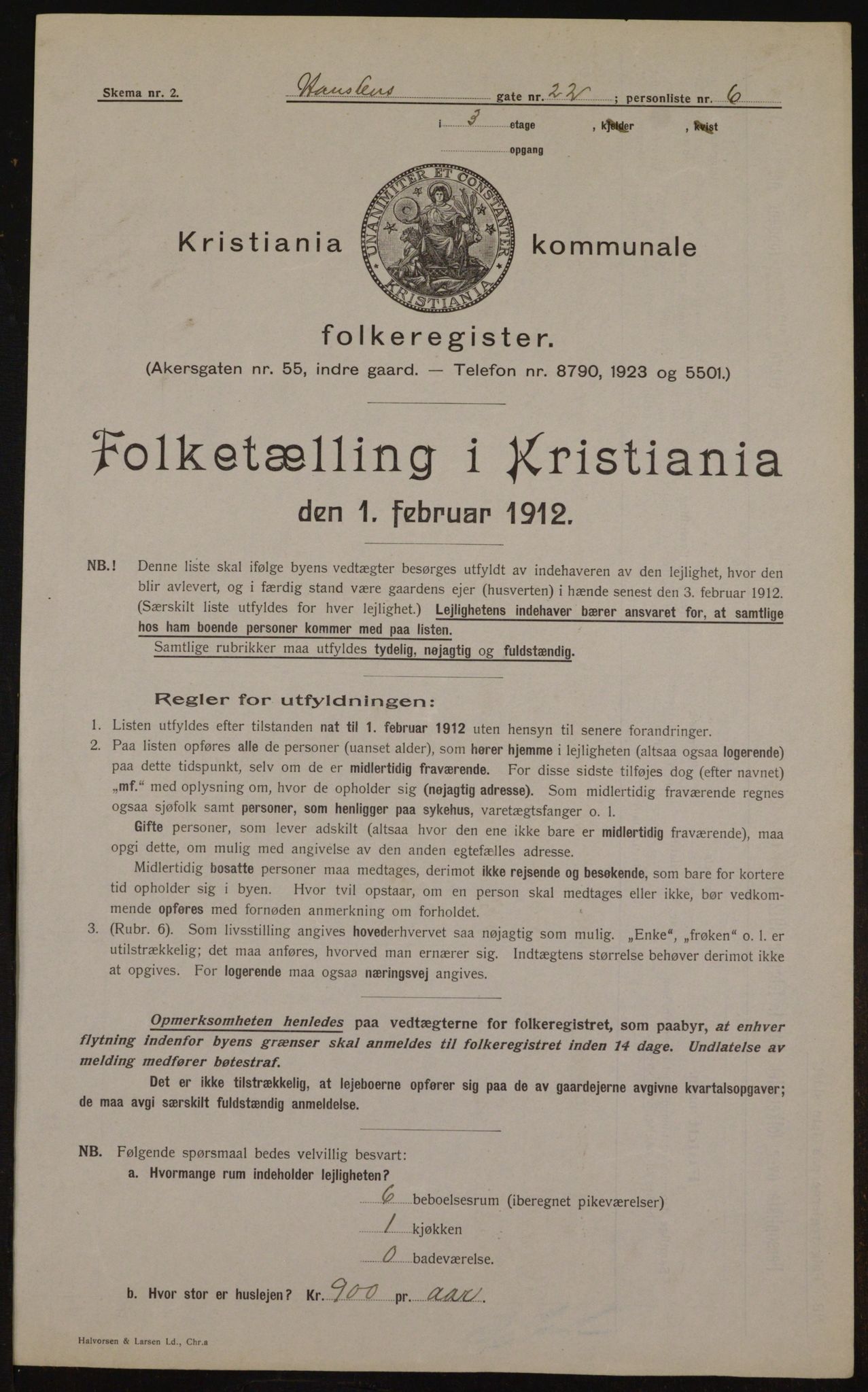 OBA, Kommunal folketelling 1.2.1912 for Kristiania, 1912, s. 34996